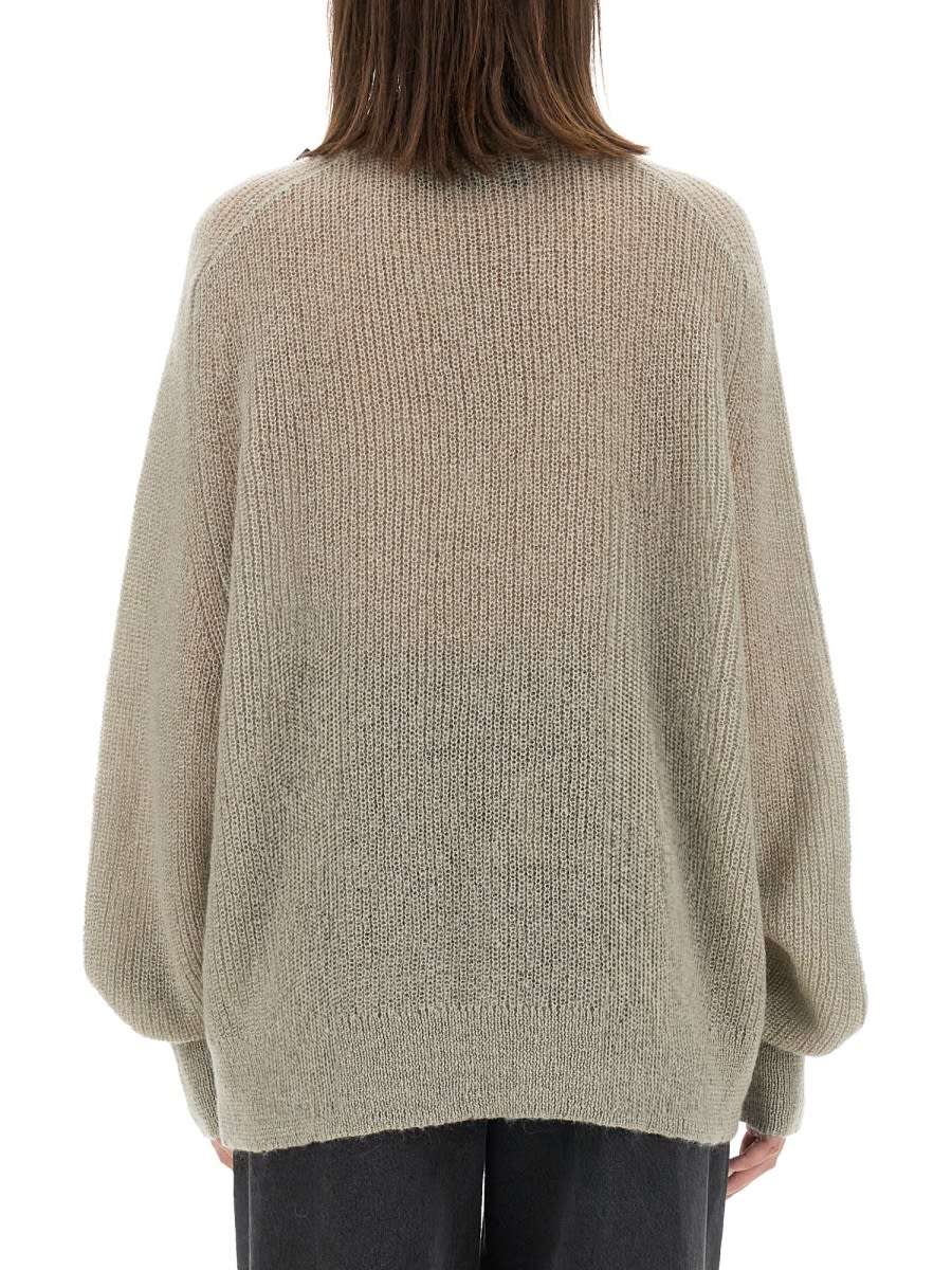Rotate Birger Christensen Rotate Gradient Knit Sweater With Logo Patch In Grey