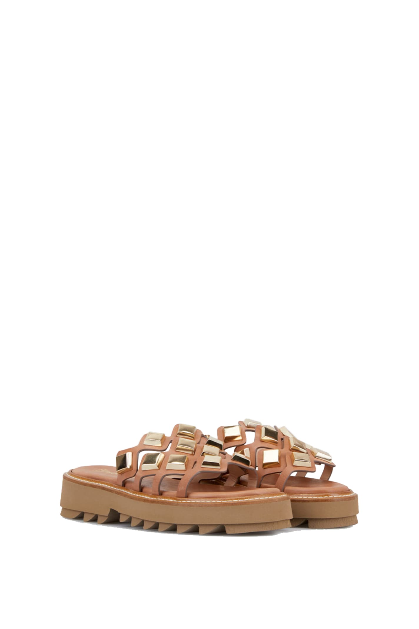 Shop Fruit Wooden Flat Sandals In Brown