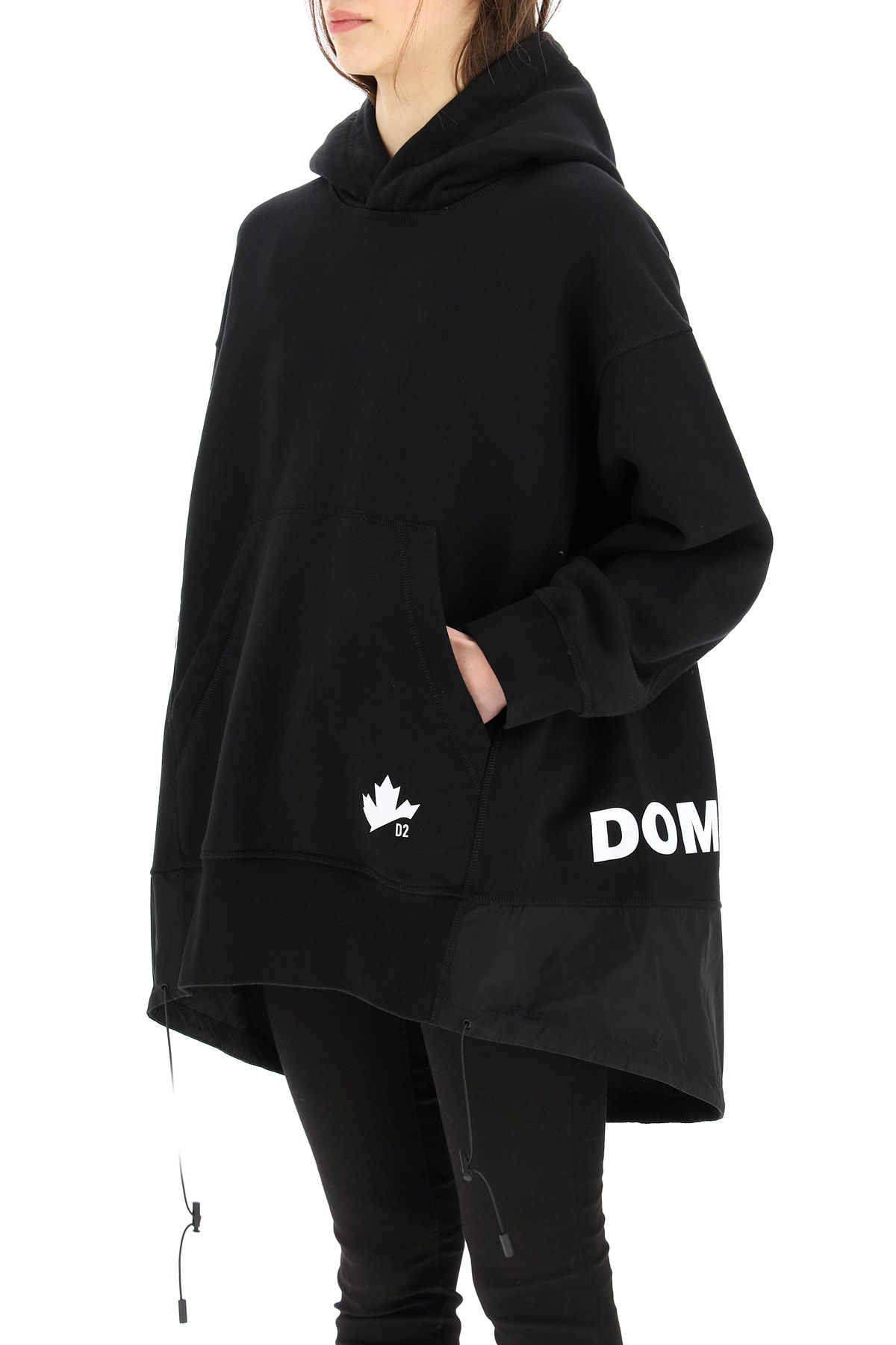 Dsquared2 Oversized Sweatshirt With Nylon Insert In Black (black 