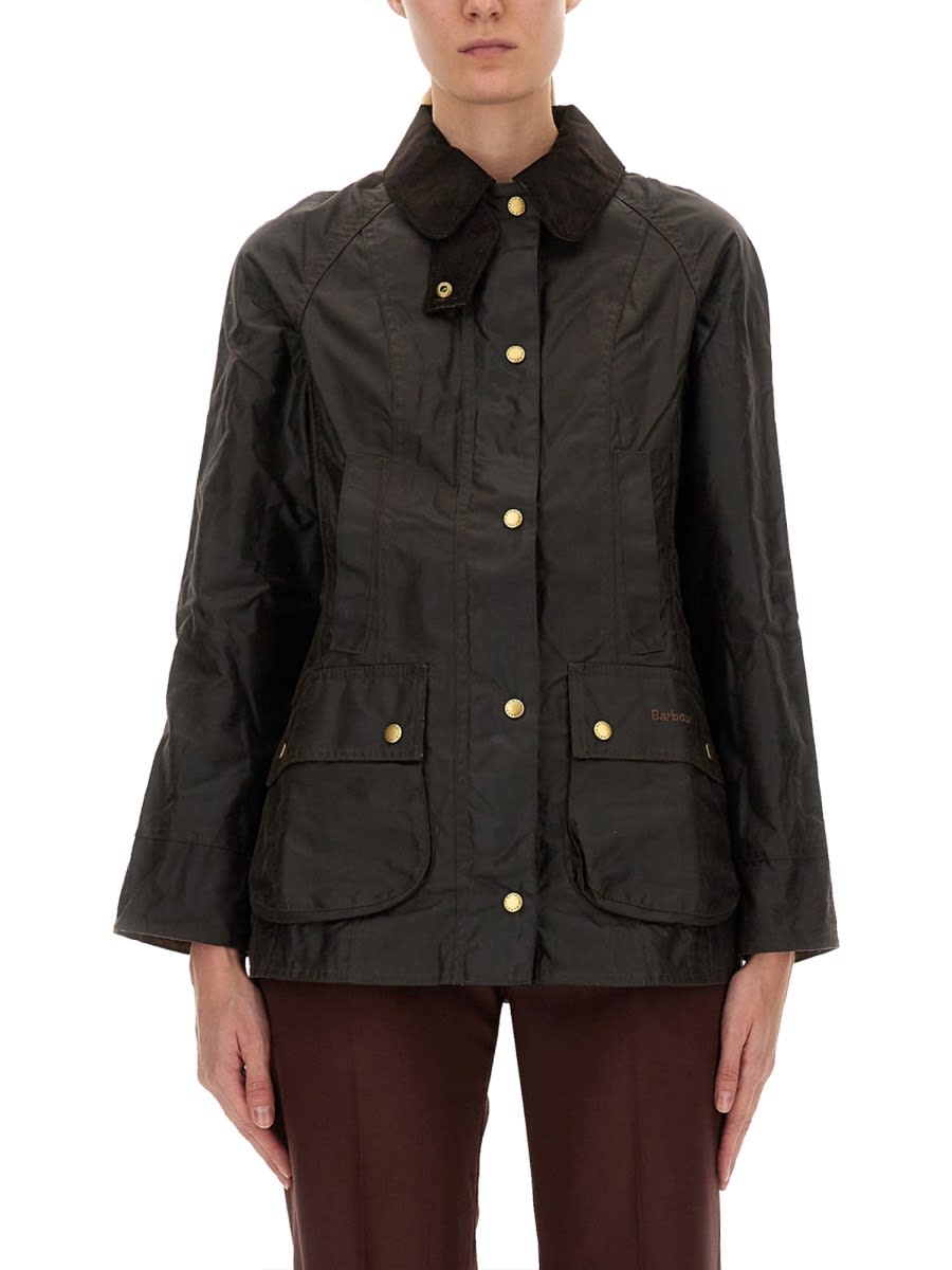 Barbour Cotton Jacket With Collared Neck And Flap Pockets In Black