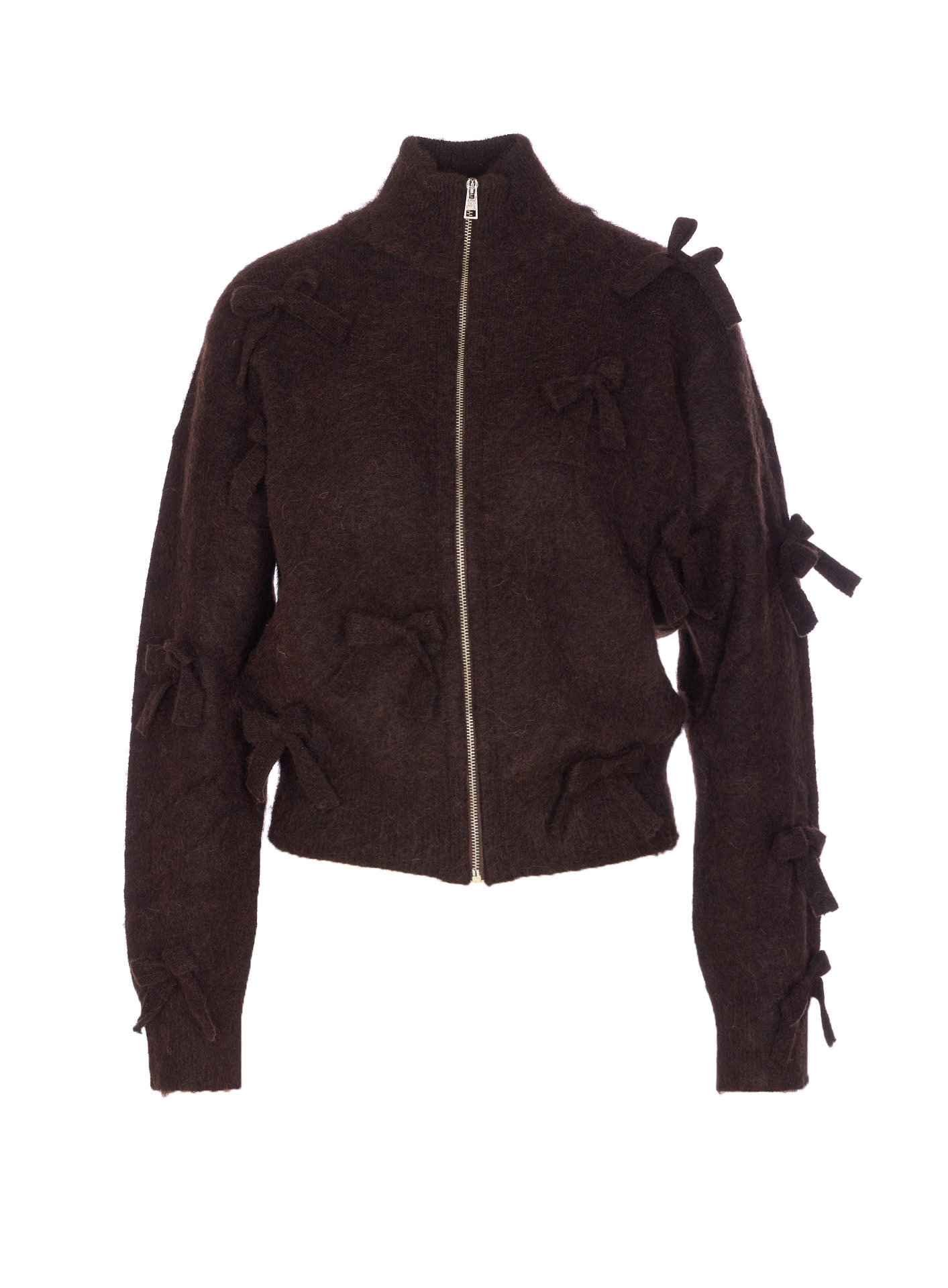 Aniye By Knitted Zip-up Casual Jacket In Burgundy
