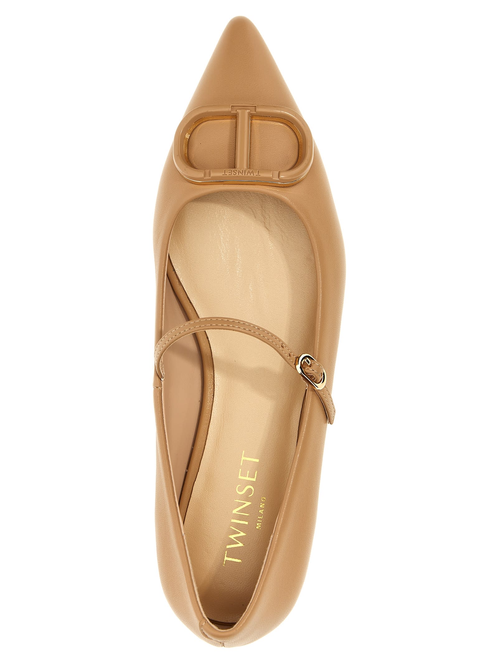 TWINSET OVAL T BALLET FLATS