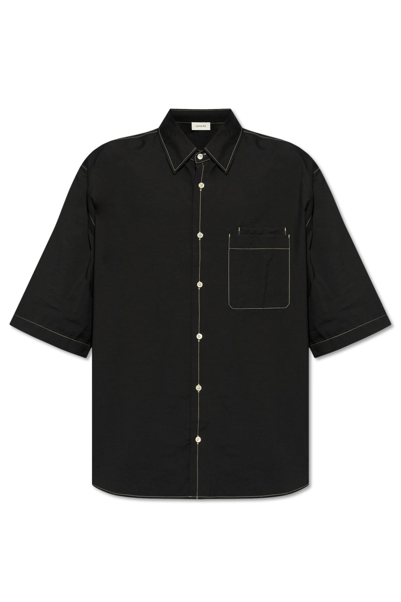 Shop Lemaire Shirt With Short Sleeves In Black