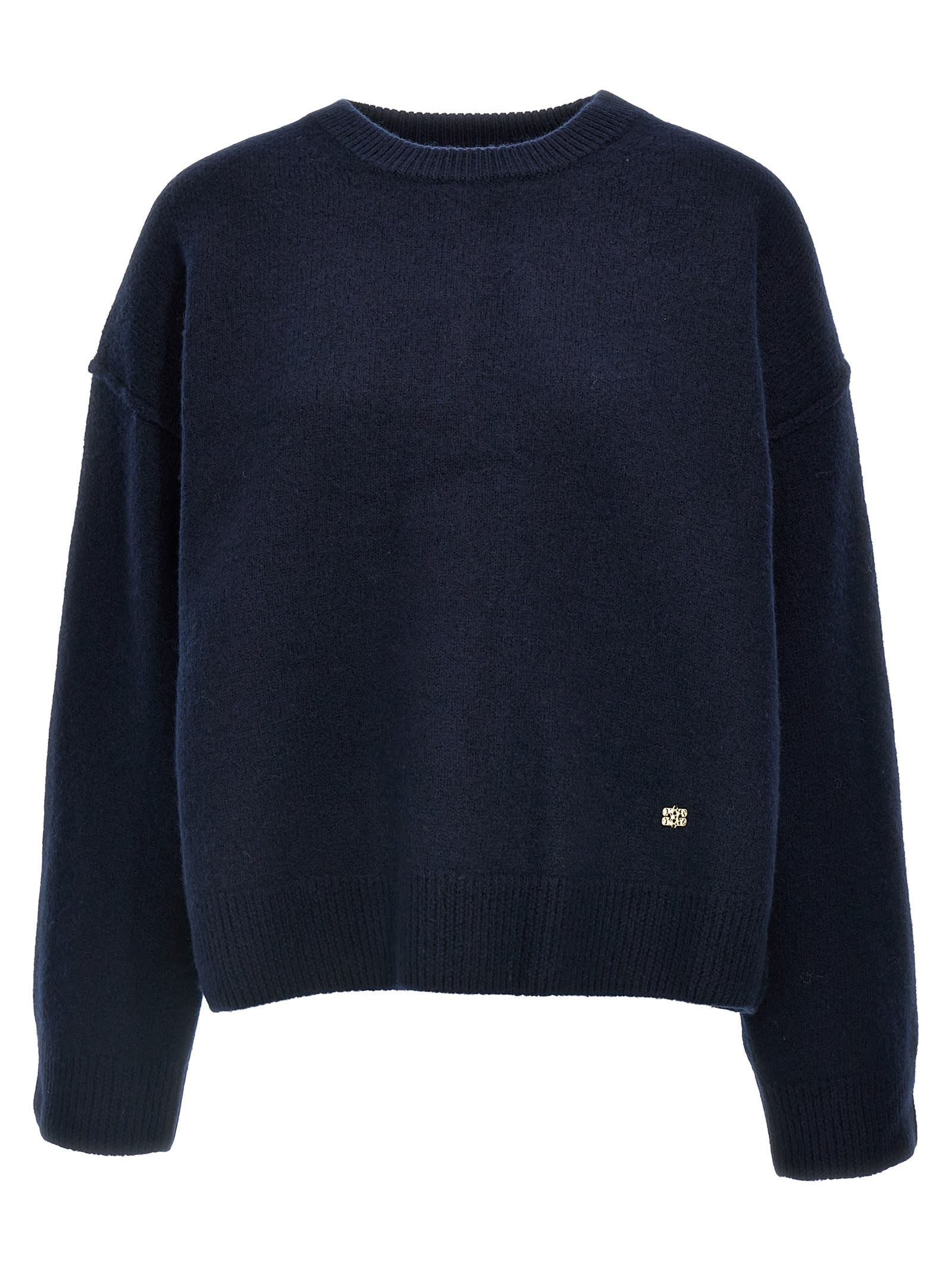 Shop Ganni Boiled Wool Sweater In Blue