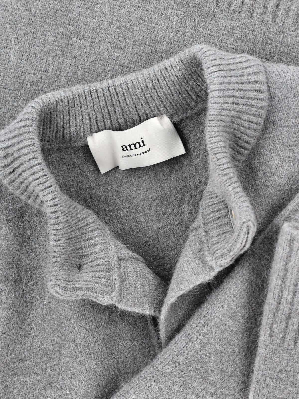 Ami Alexandre Mattiussi Ami Paris Alpaca Cardigan With Ami De C Ur Logo In Gray