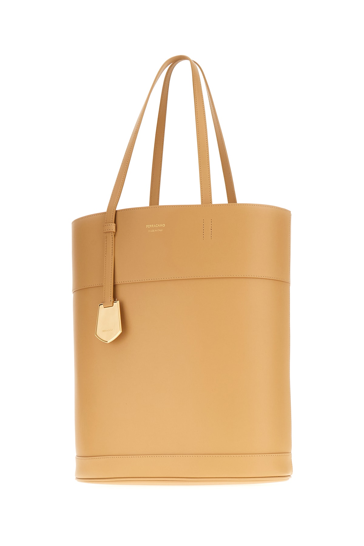 Ferragamo Medium Entry Leather Tote Bag In Light Camel