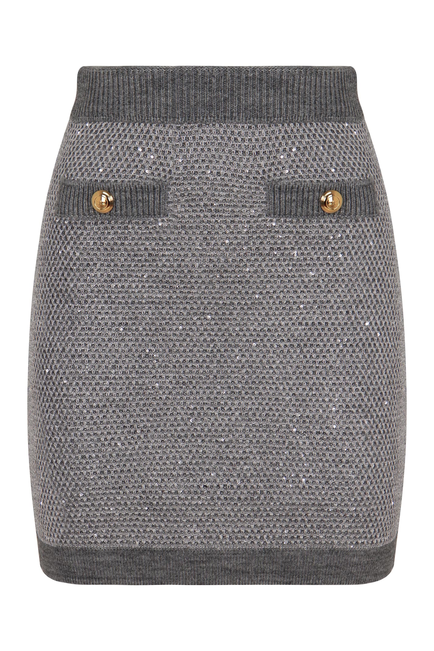Elisabetta Franchi Gonna In Maglia Con Paillettes Traducendo Dallitaliano Allinglese Diventa: Sweater With Sequins. In Gray