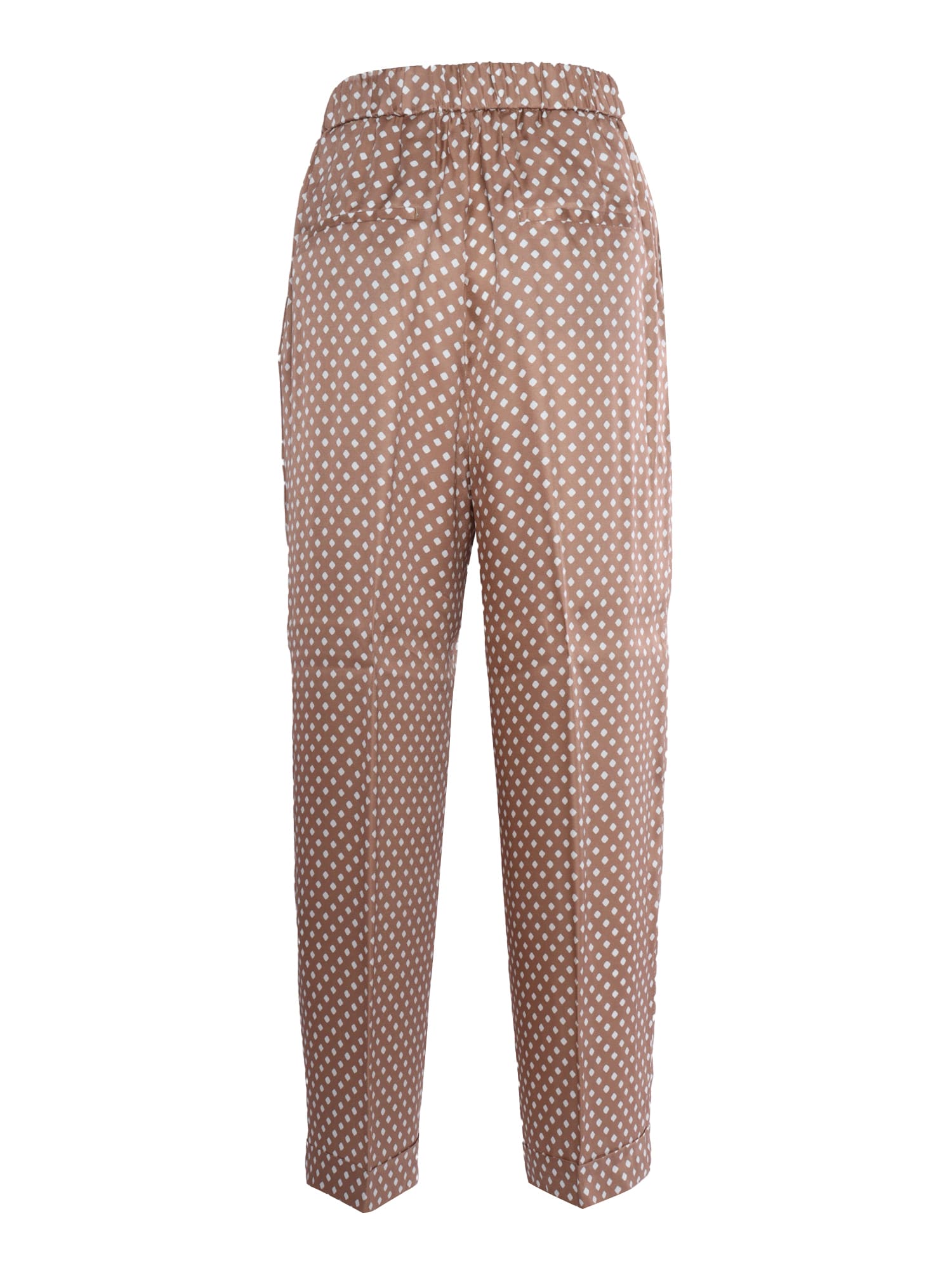 Shop Peserico Brown Trousers With Polka Dots In Multicolor