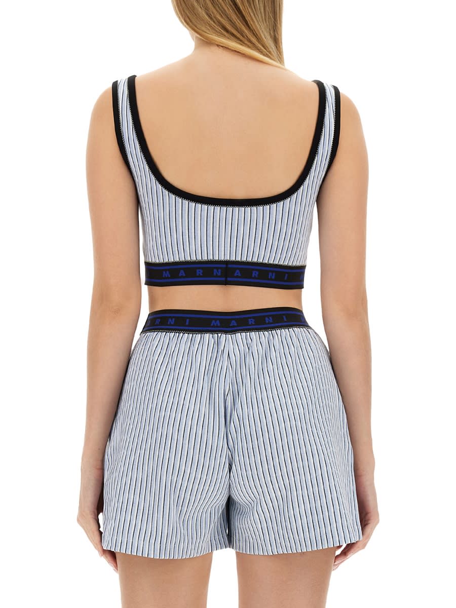 Shop Marni Tops With Logo In Blue
