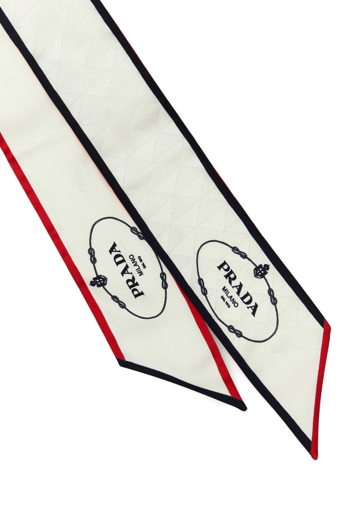 Prada Ivory Logo Bandana Scarf In Gray
