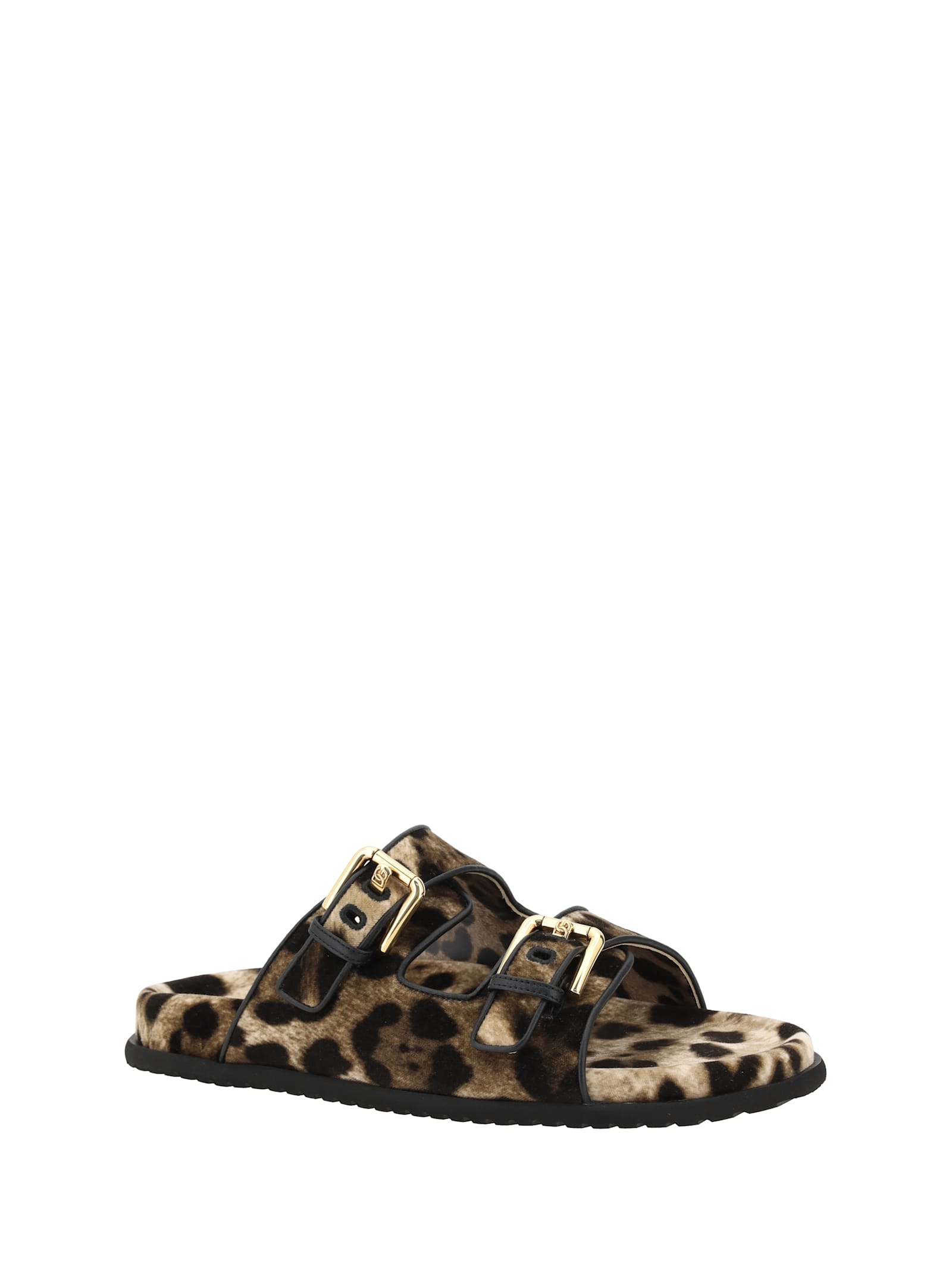 Dolce & Gabbana Animal Print Sandals In Leo New