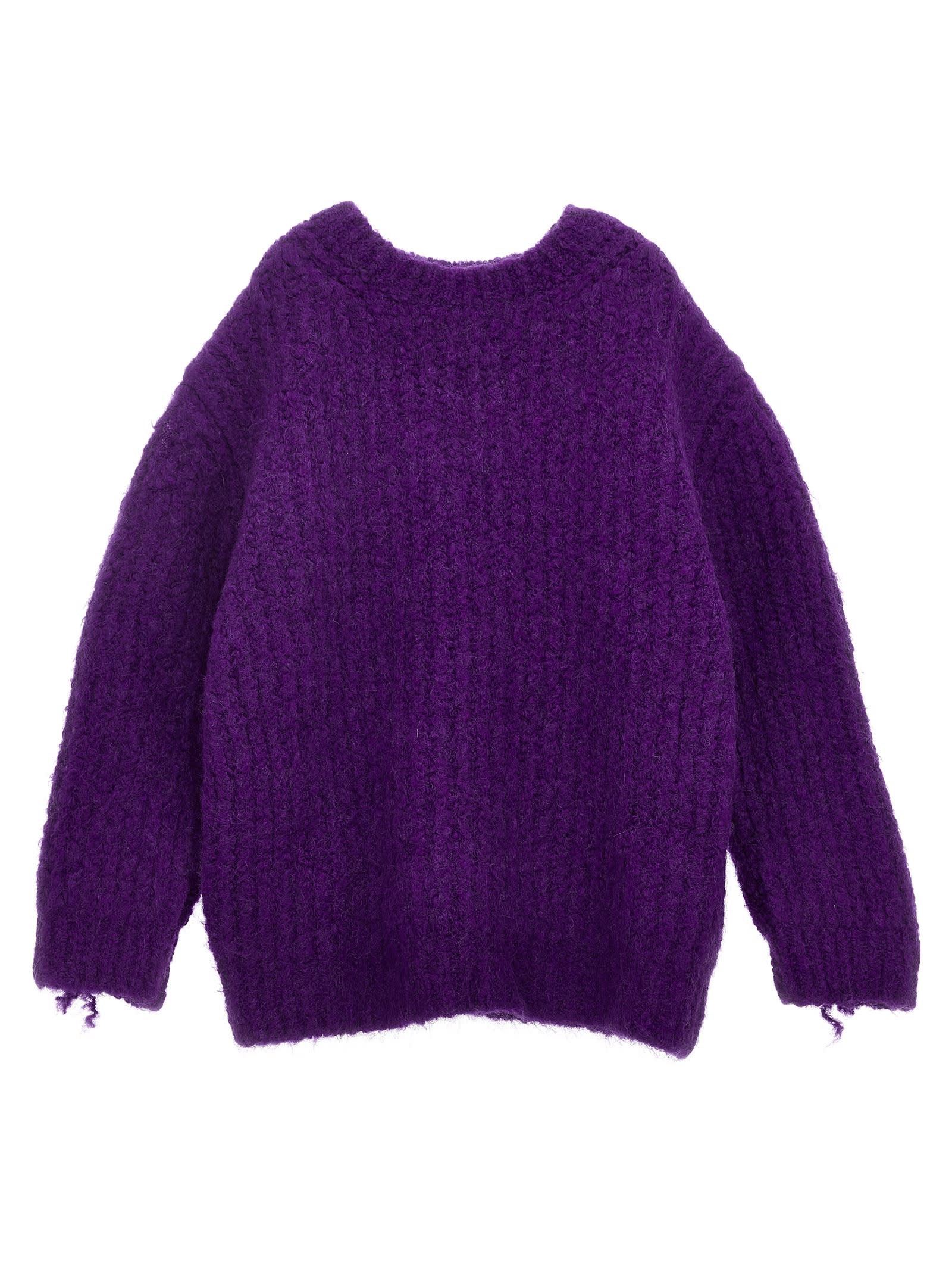 Douuod Kids' Fringed Sweater In Viola Melange