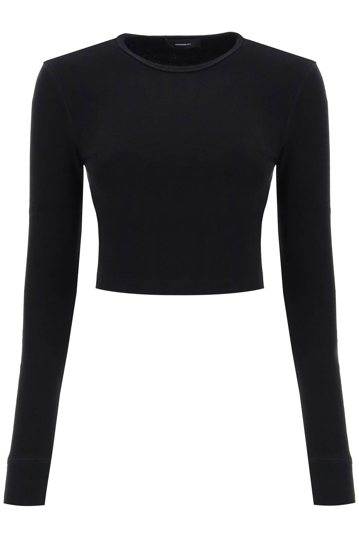 Shop Wardrobe.nyc Hb Long-sleeved Cropped T-shirt In Black (black)