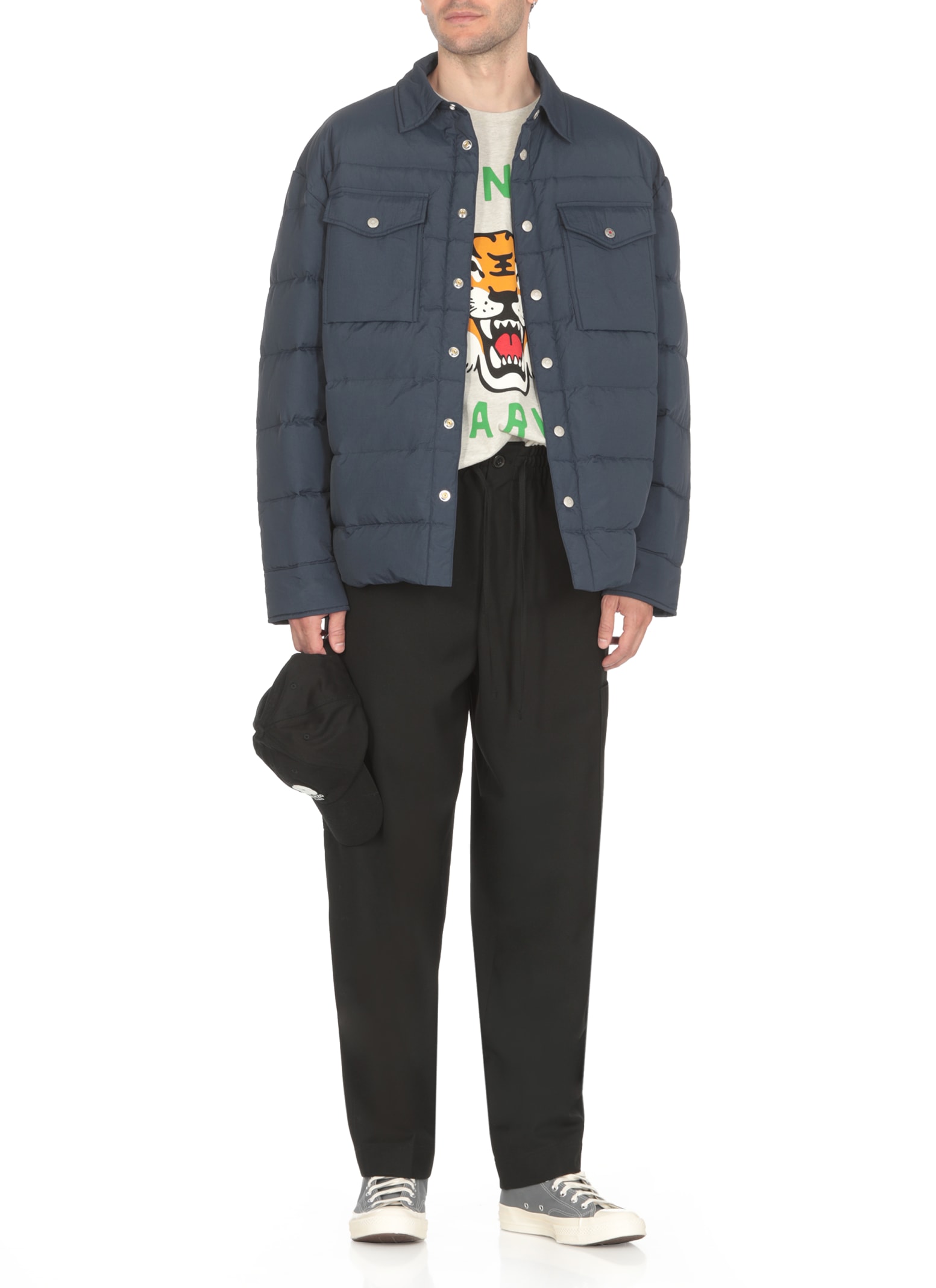 Shop Kenzo Padded And Quilted Jacket In Blu