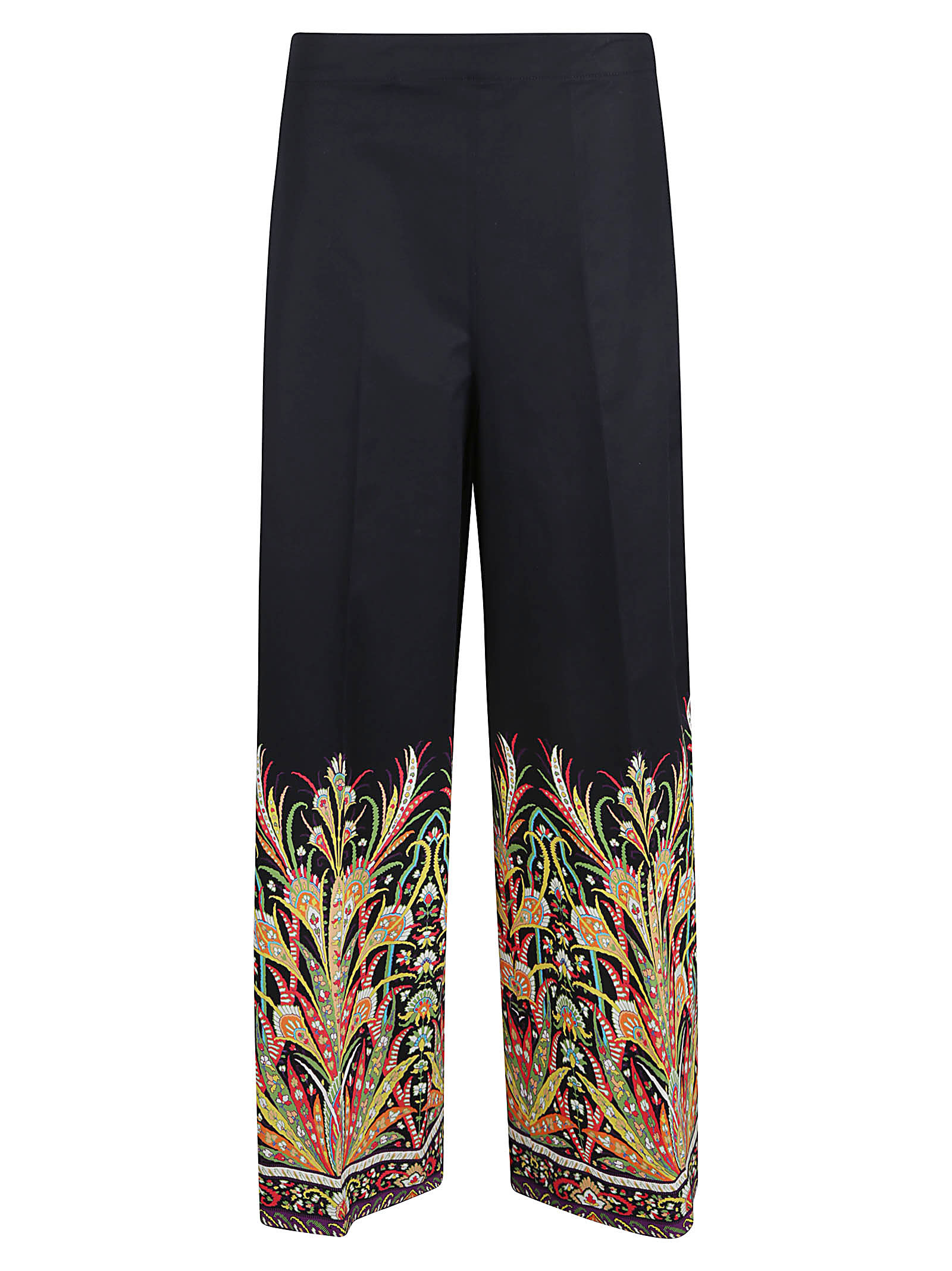 Shop Etro Bottom Printed Straight Trousers In Nero