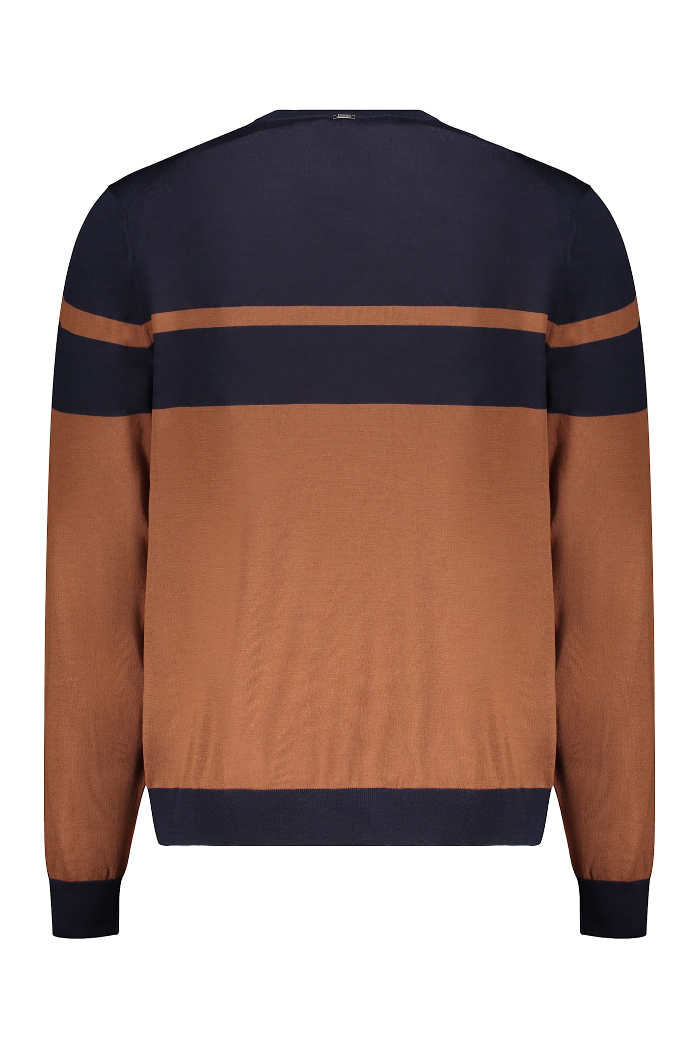 Herno Virgin Wool Crew-neck Pullover In Brown