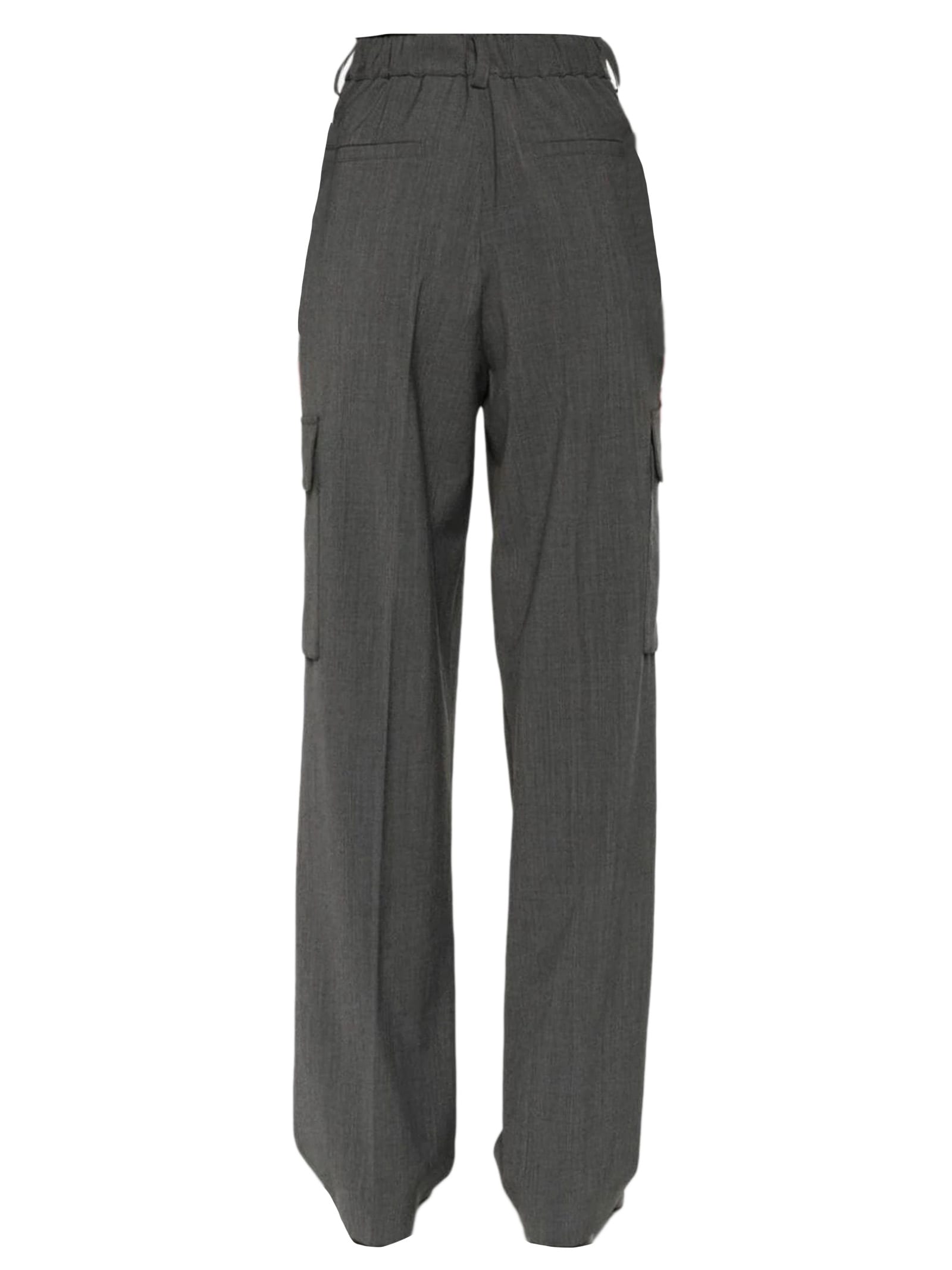 Shop Herno Cargo Trousers In Soft Wool In Grey