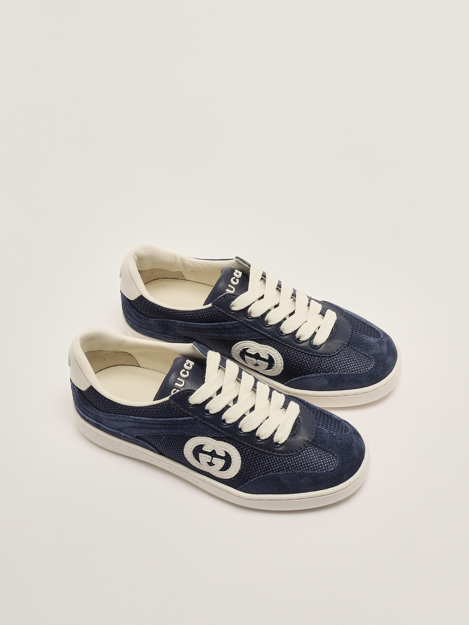 Gucci Interlocking G Suede-trimmed Sneakers In Blu