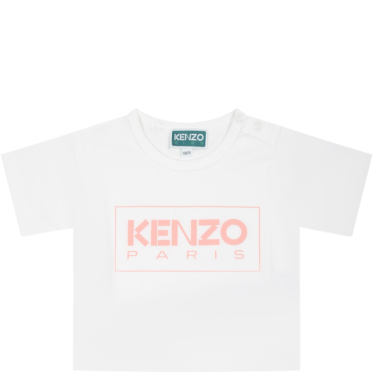 KENZO WHITE T-SHIRT FOR BABY GIRL WITH LOGO