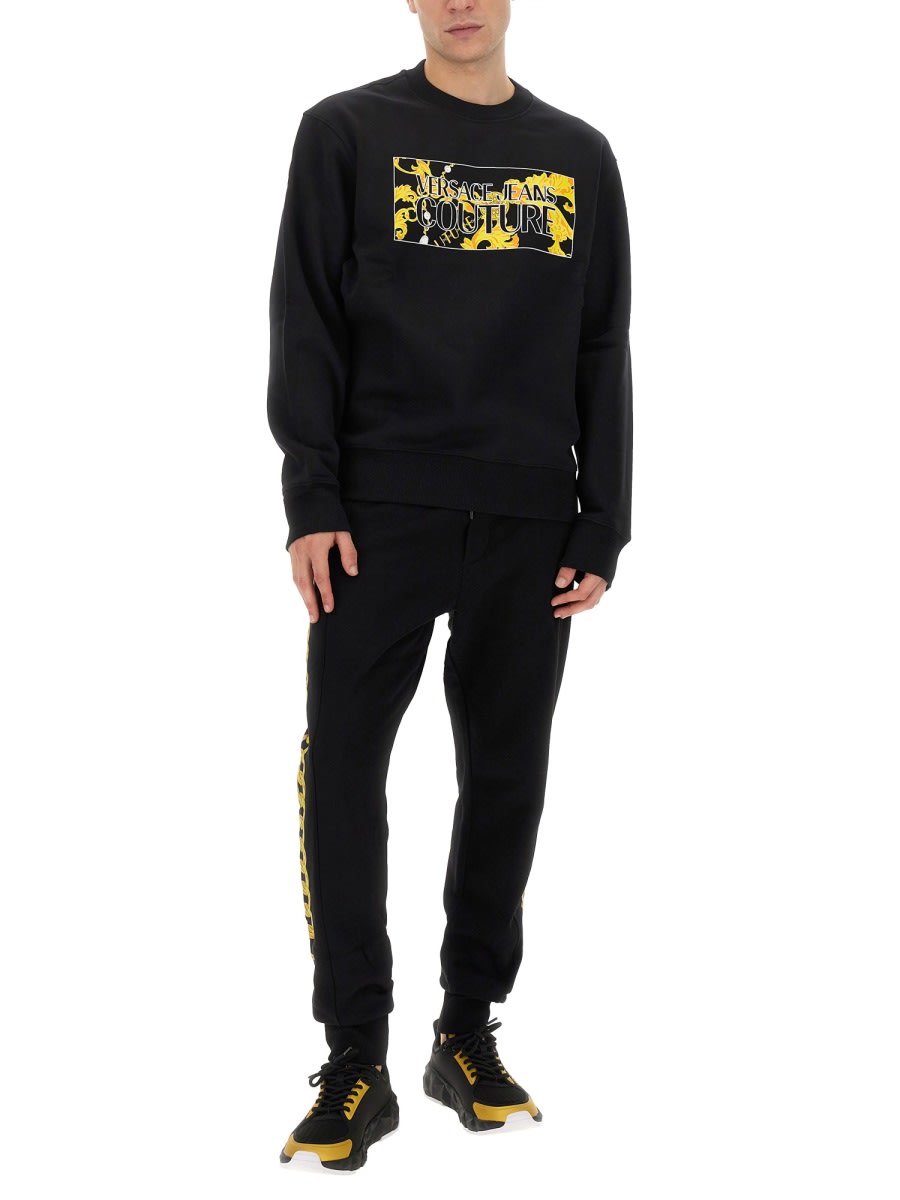 Shop Versace Jeans Couture Jogging Pants Chain In Black