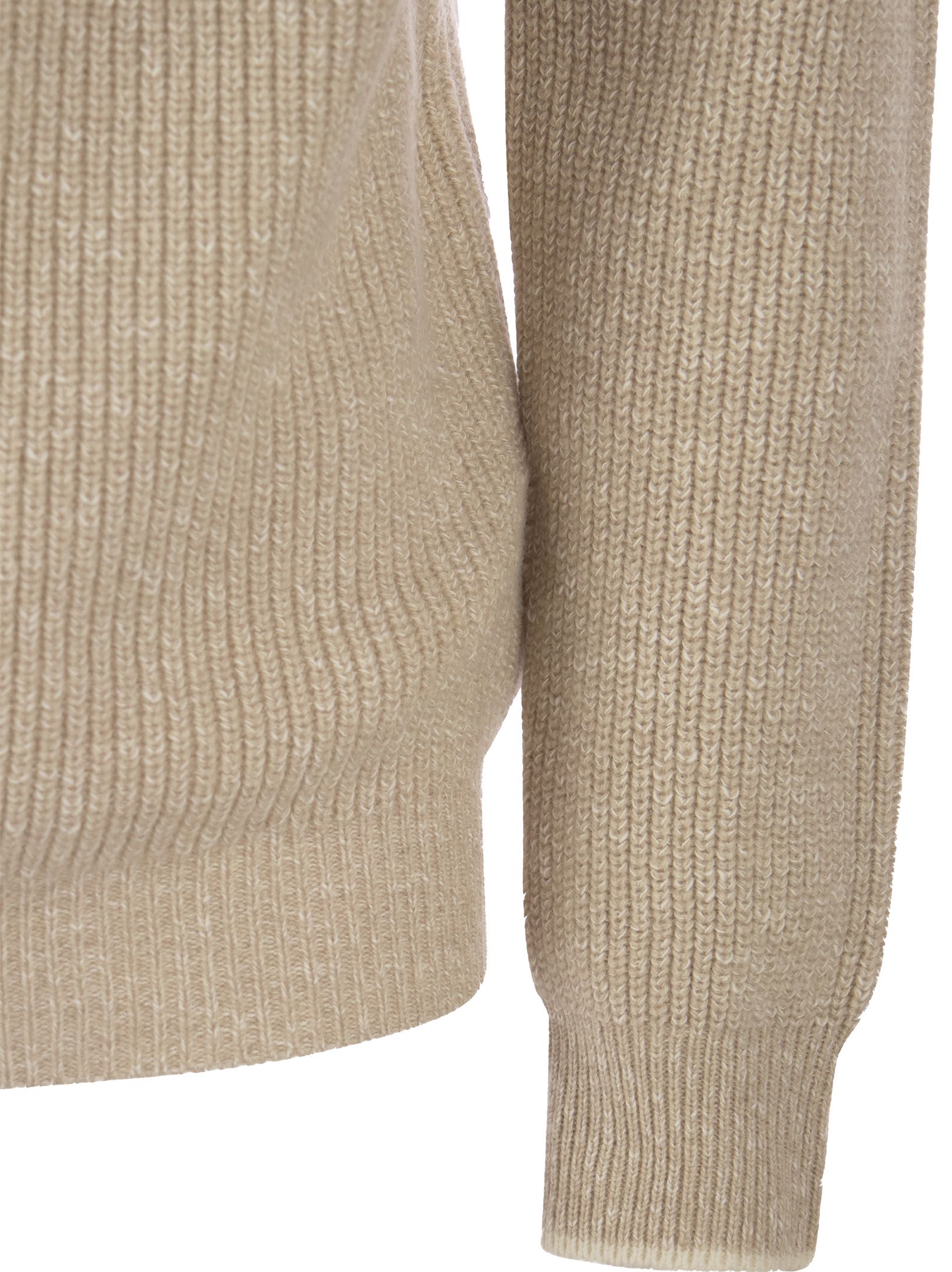 Shop Peserico Wool And Cashmere Turtleneck Sweater In Beige