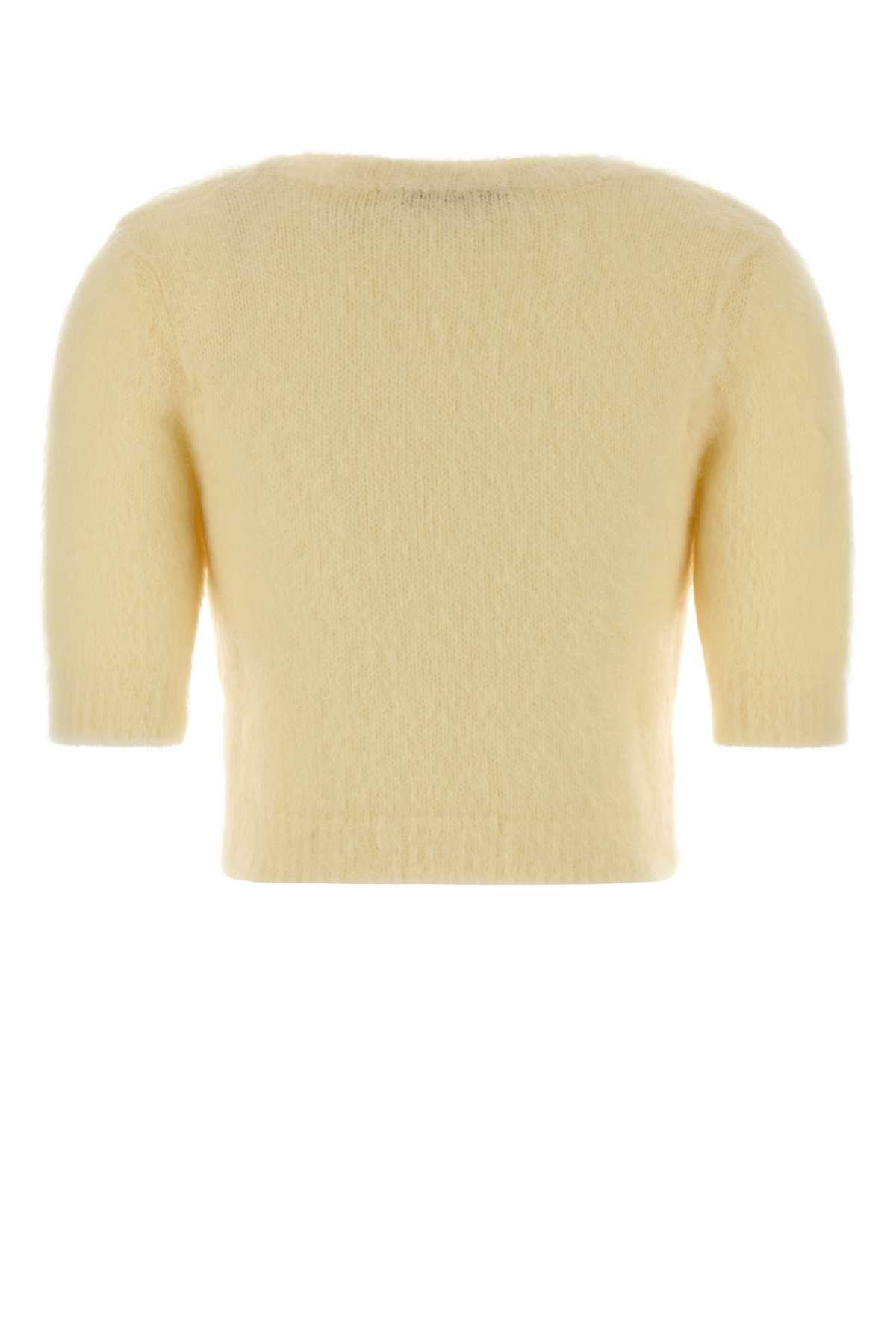 Alessandra Rich Women Short Sleeve Mohair Sweater In Yellow