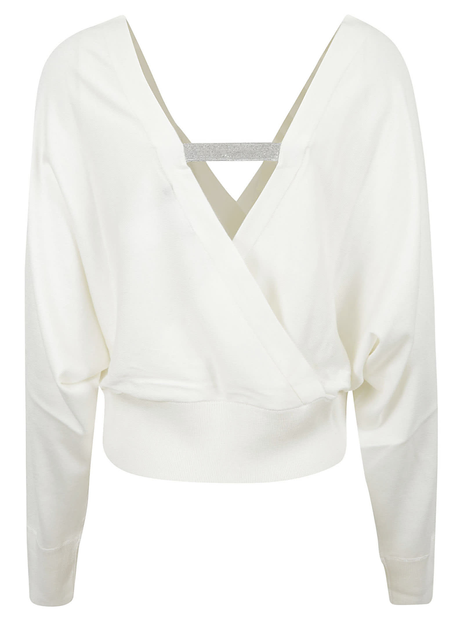 Shop Fabiana Filippi V-neck Ribbed Sweater In White