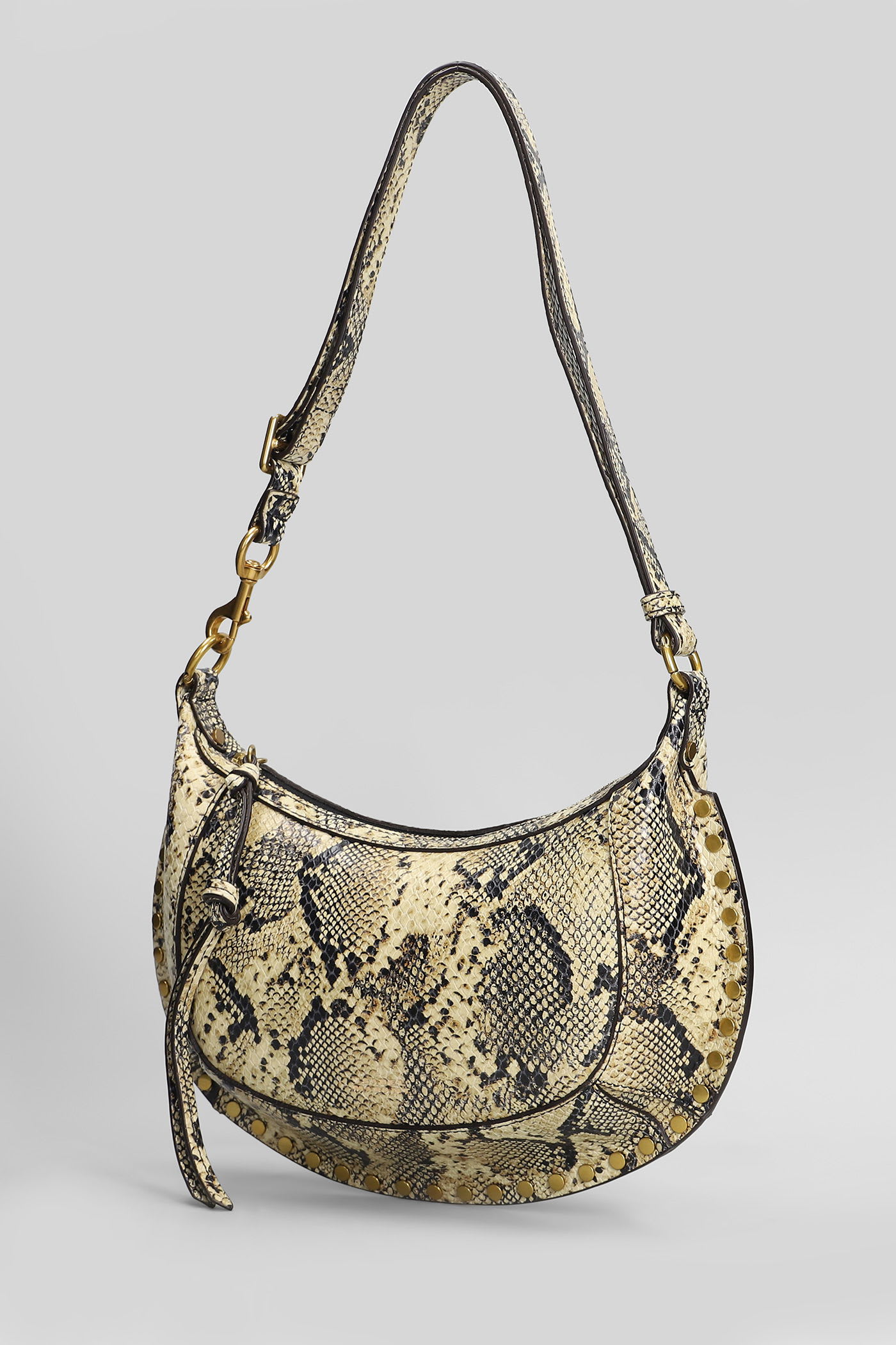 Isabel Marant Oskan Moon Shoulder Bag In Khaki Leather In Sand
