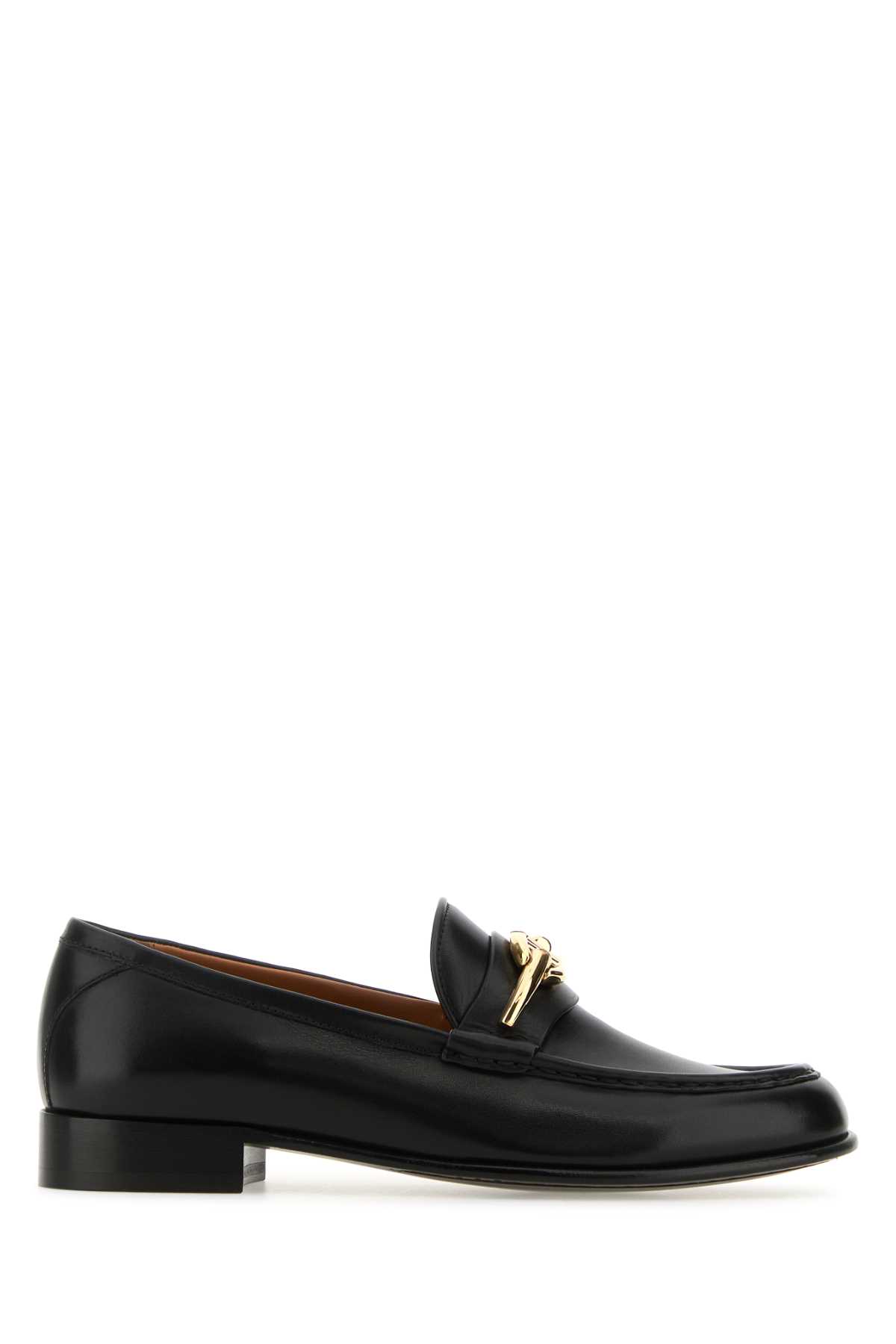 Valentino Garavani Black Leather Vlogo The Bold Edition Loafers In Nero