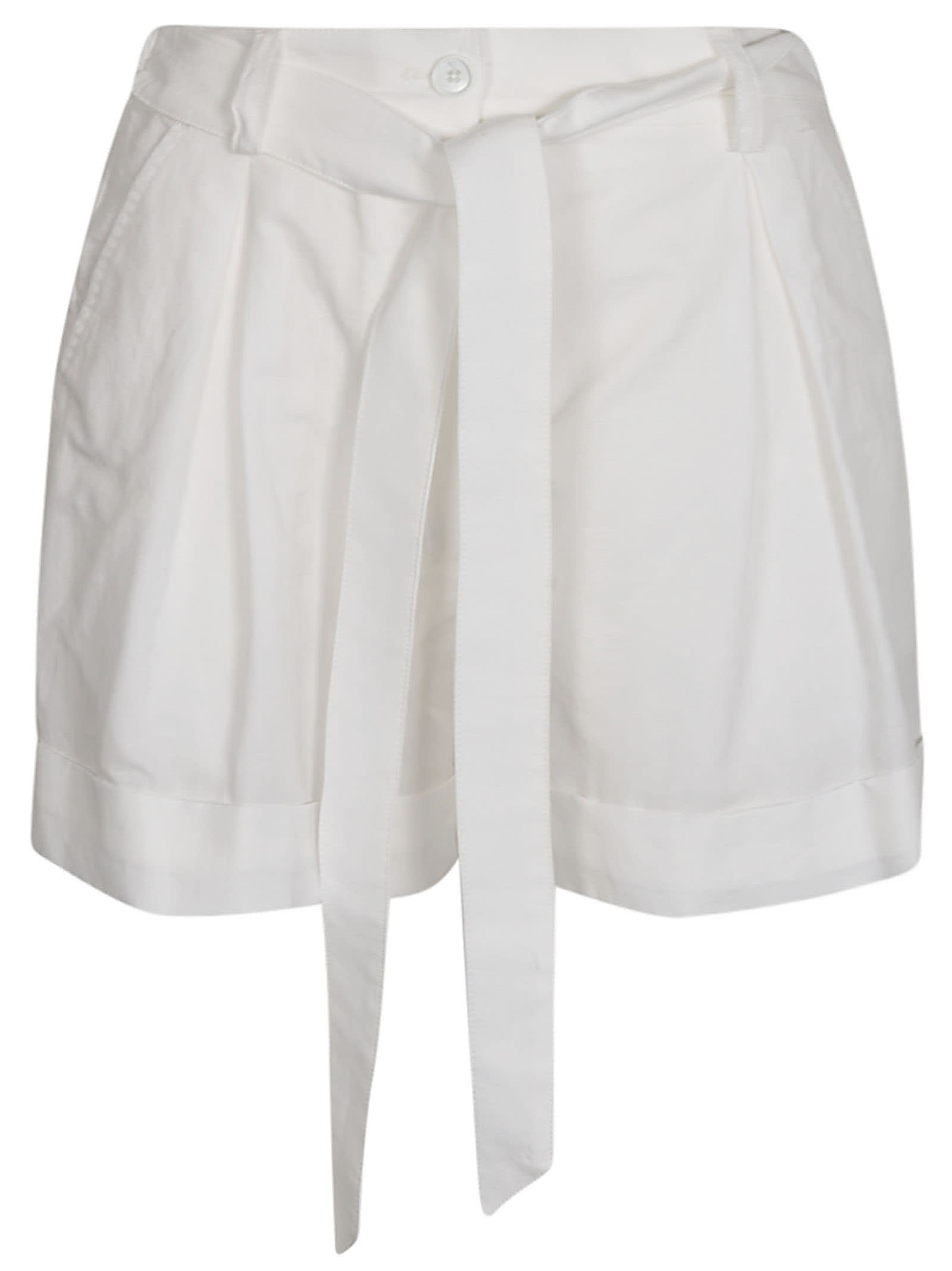 Shop Pinko Belted Shorts In White