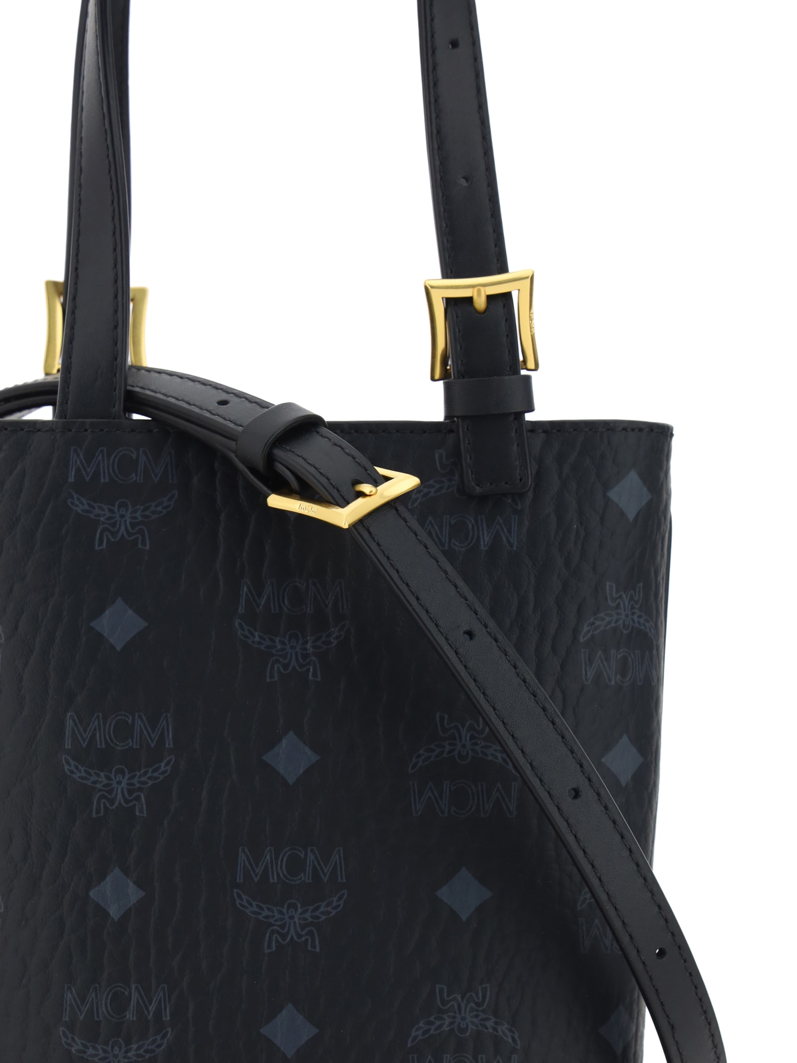 Shop Mcm Aren Tote Bucket Bag In Black