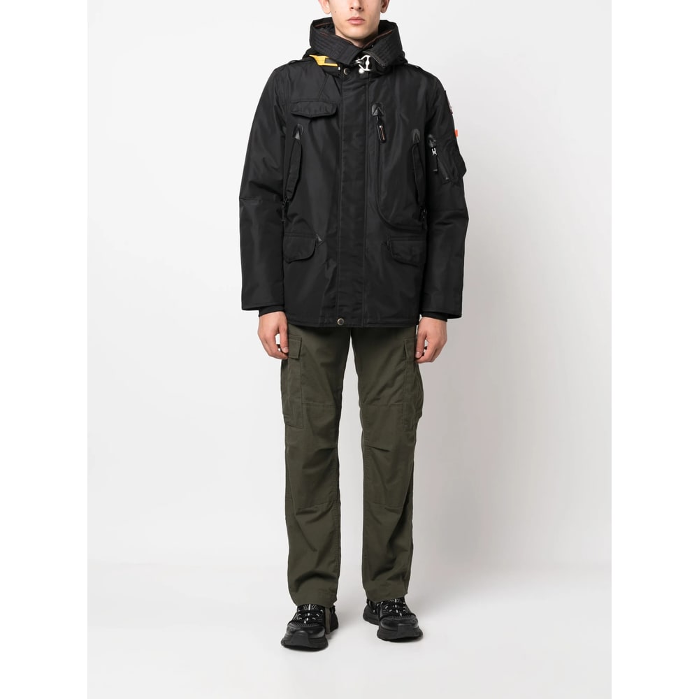 Parajumpers Oversized Black Jacket With Zippered Pockets In Blue