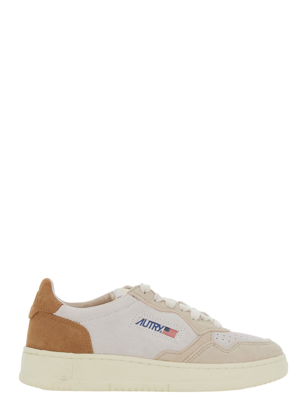 medalist White Low Top Sneakers With Logo Detail In Leather And Suede Woman