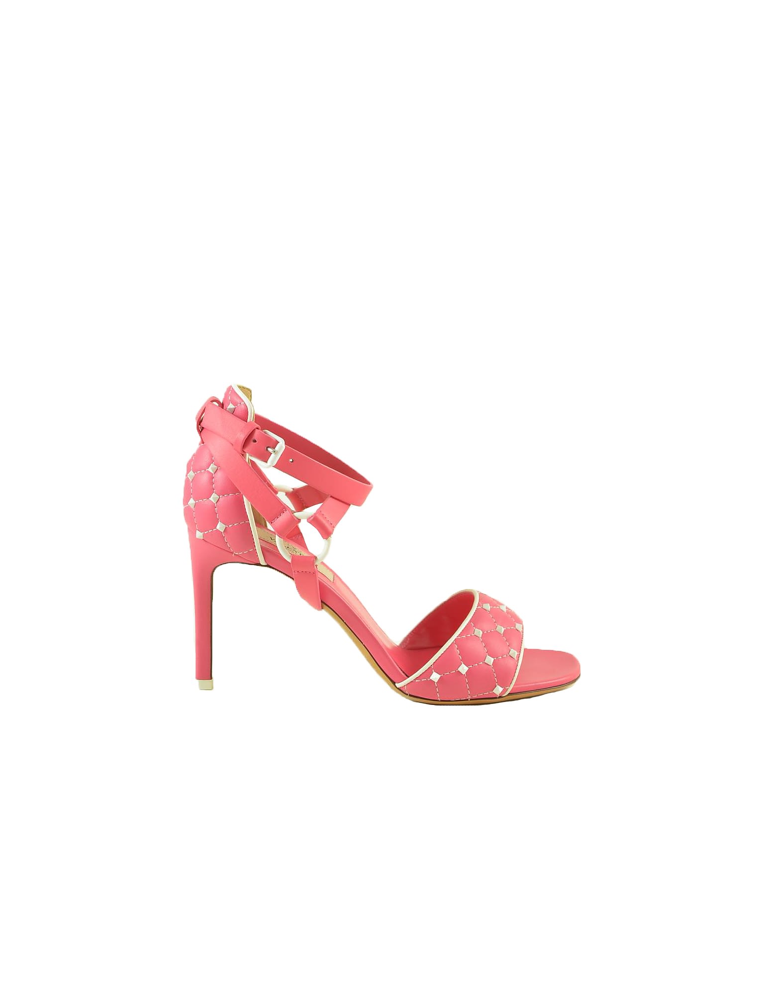 Valentino Coral Pink Quilted Leather Sandals