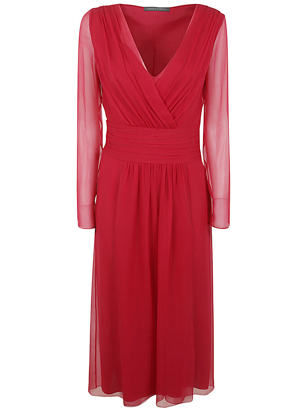 Shop Alberta Ferretti Long Sleeve Elegant Dress In Raspberry