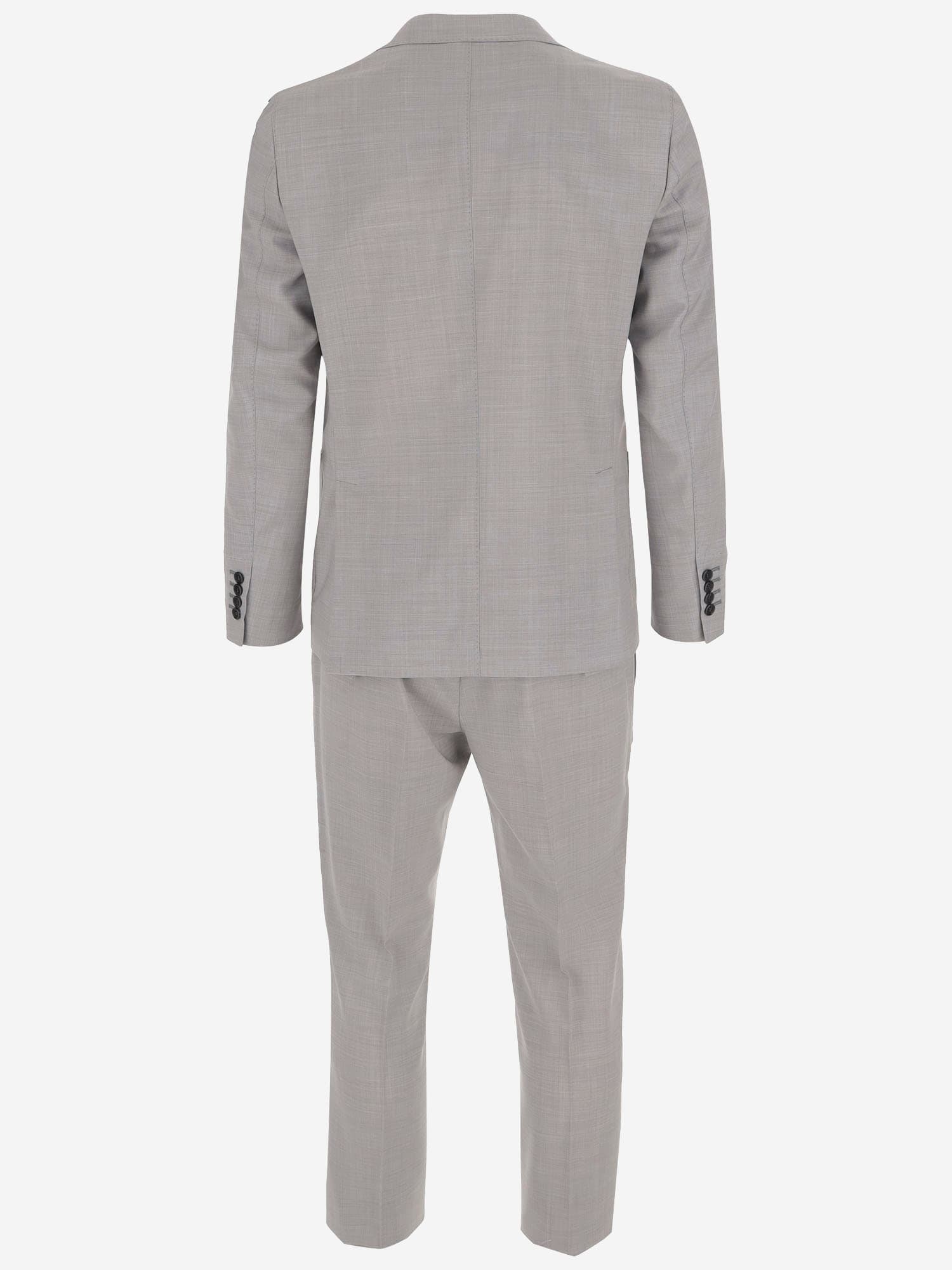 Brian Dales Light Gray Wool Suit With Single-breasted Blazer And Wide-leg Trousers In Grey