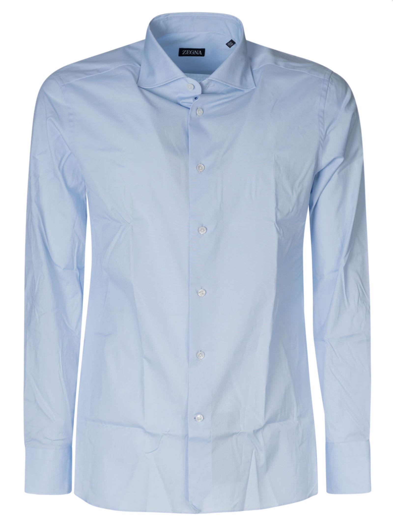 Zegna Long-sleeved Shirt In Celeste