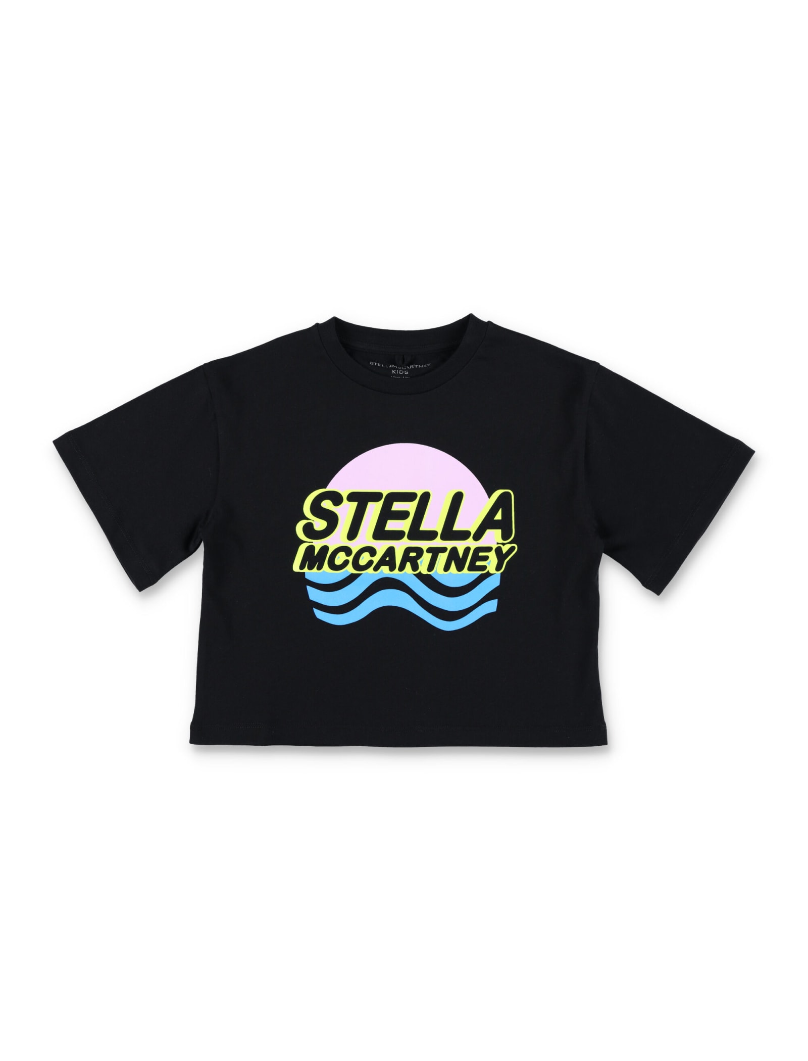 Shop Stella Mccartney Cropped Logo Waves T-shirt