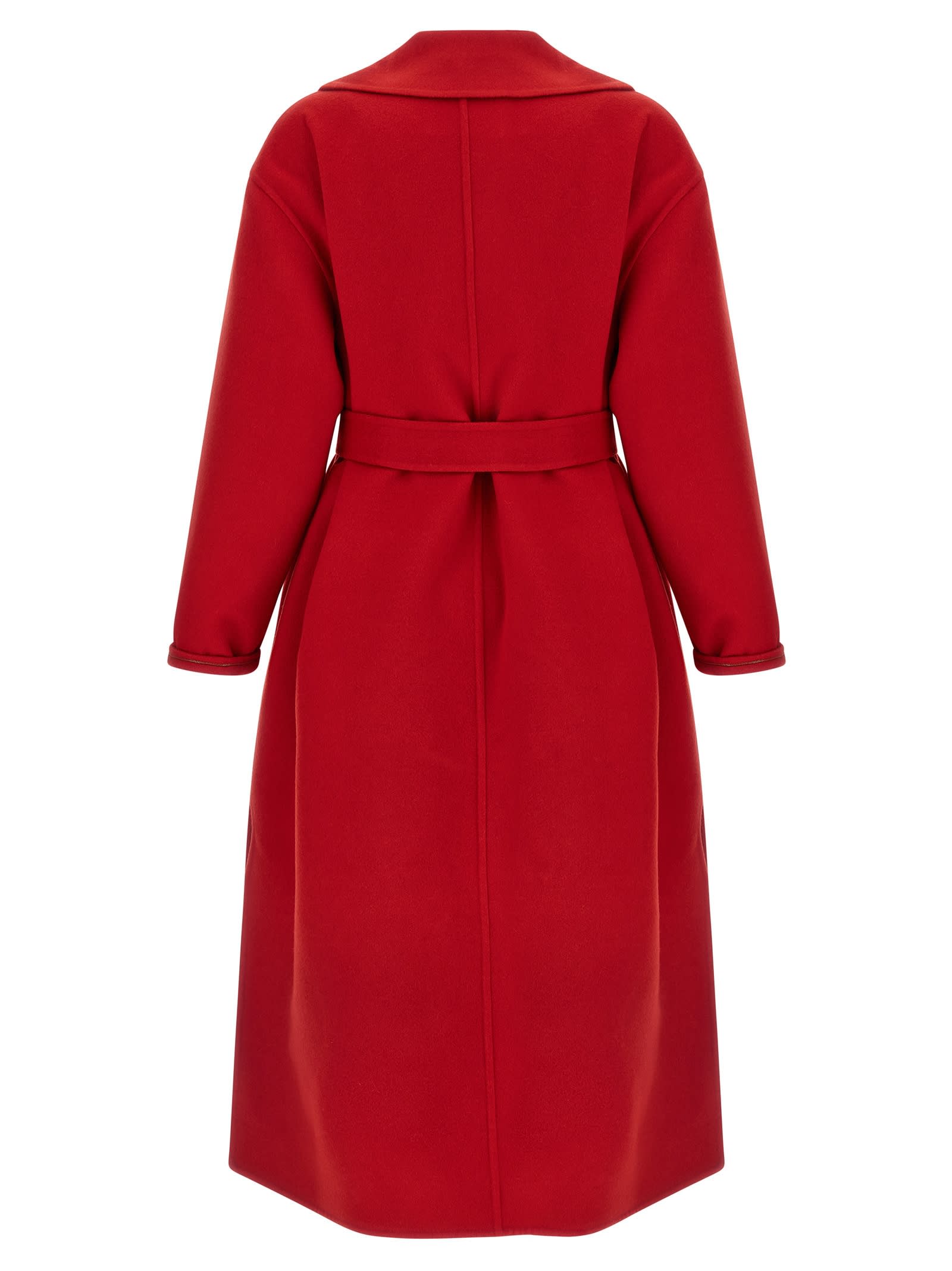 Fabiana Filippi Red Coat With Wide Notched Revers In Virgin Wool Woman In Red
