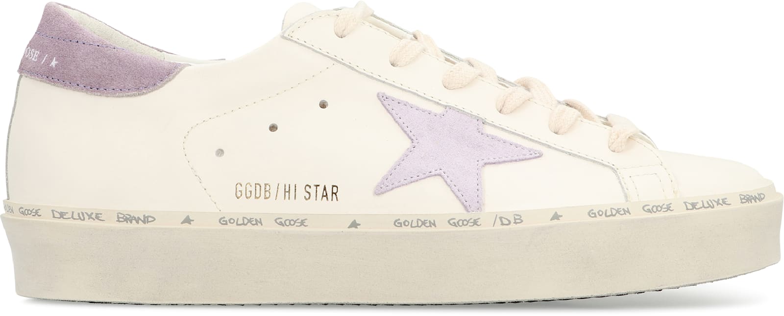 Golden Goose Hi Star Leather Platform Sneakers In White