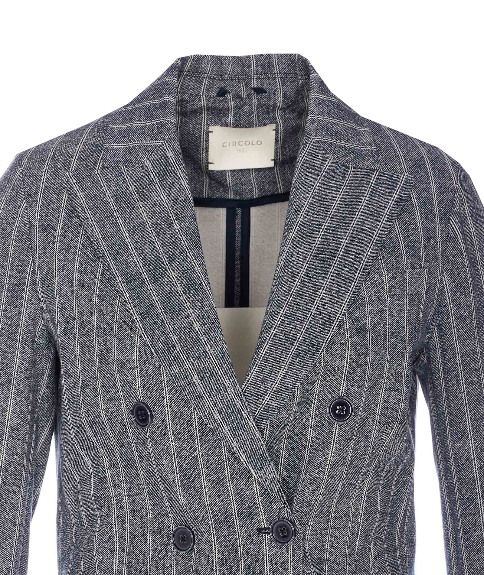 Shop Circolo 1901 Double Breasted Striped Jacket