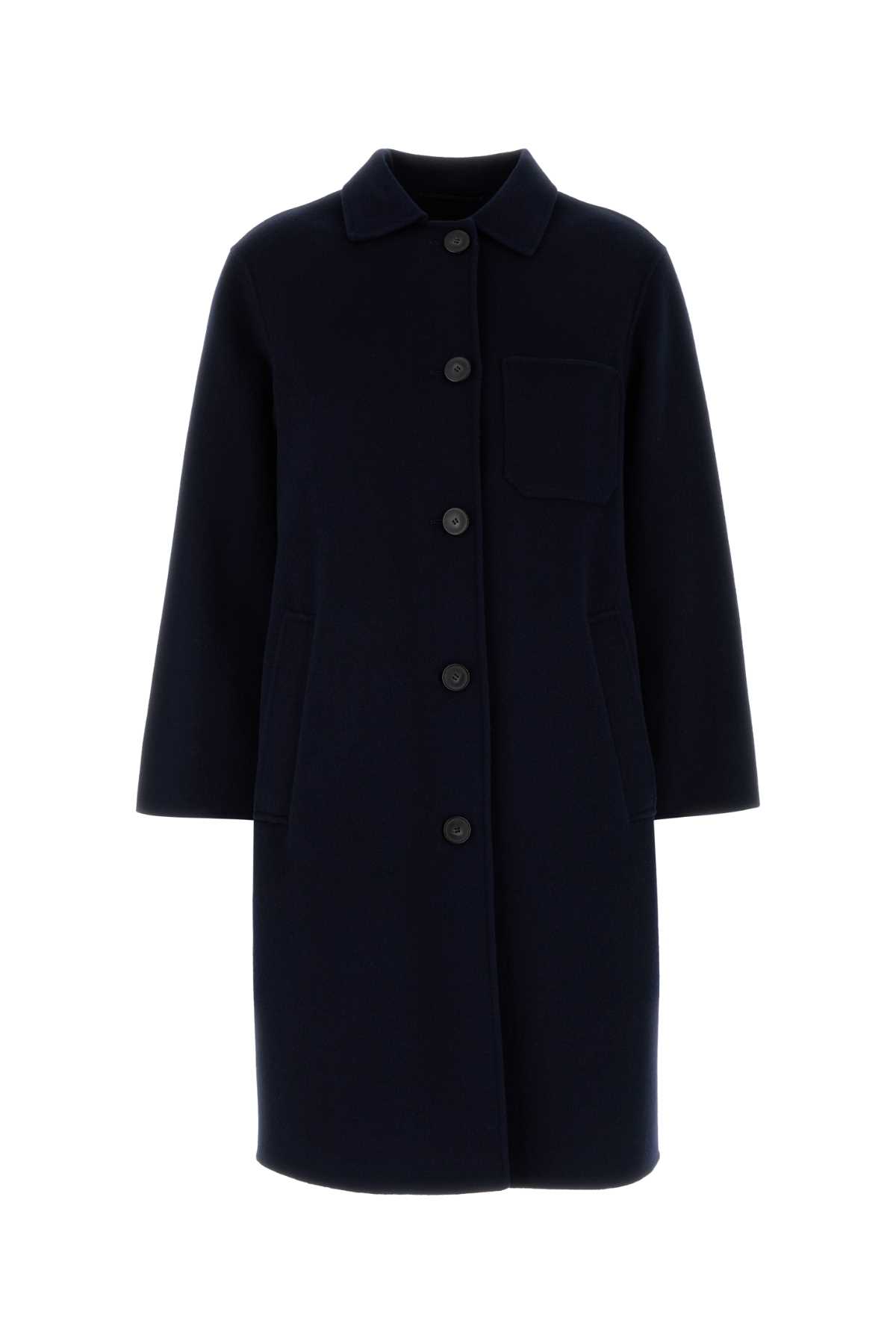 Midnight Blue Wool Zenone Coat