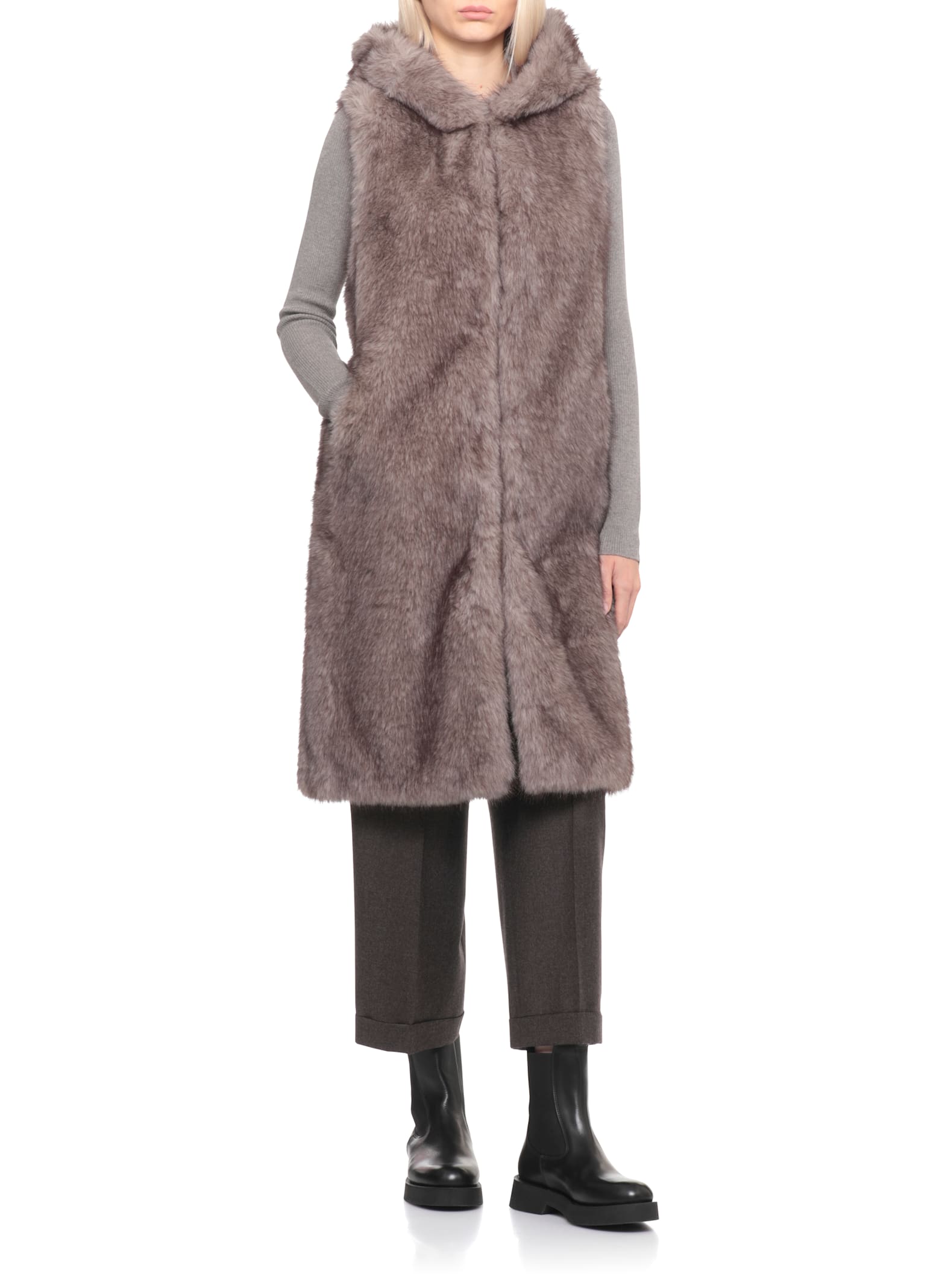 Betta Corradi Syntetic Fur Vest In Brown