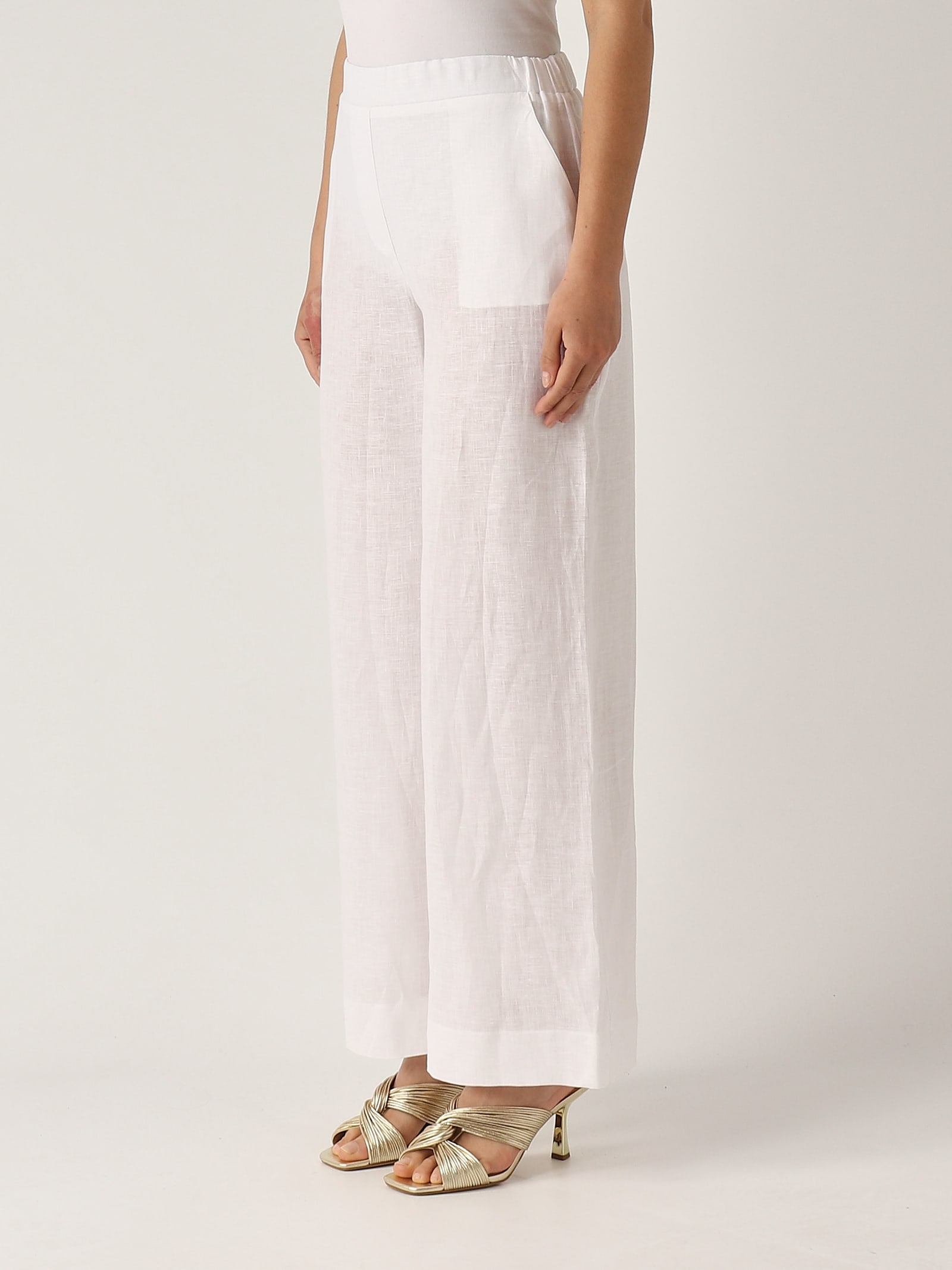 Gran Sasso Pantalone Palazzo Trousers In White