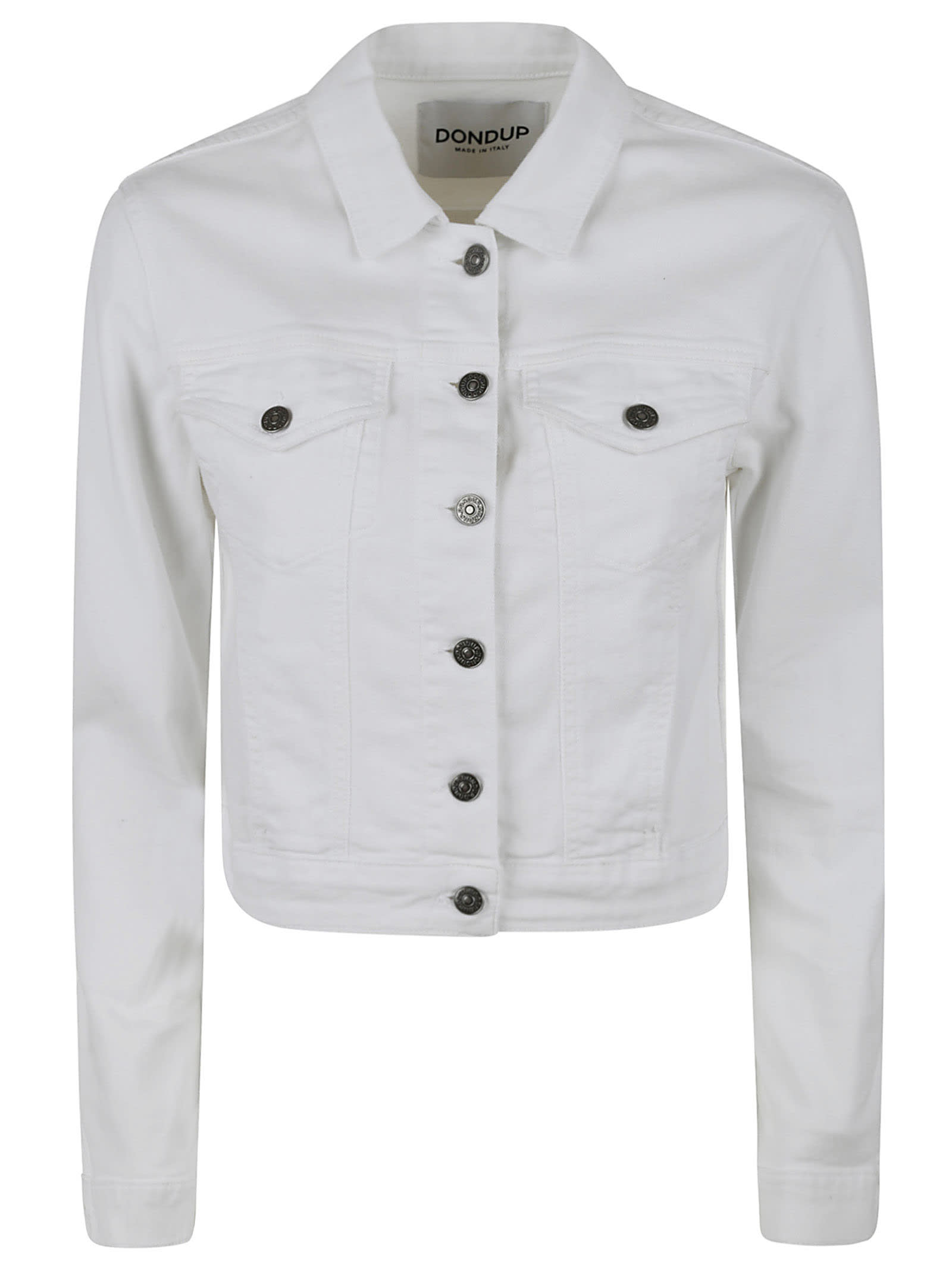 Dondup Cargo Buttoned Denim Jacket In White