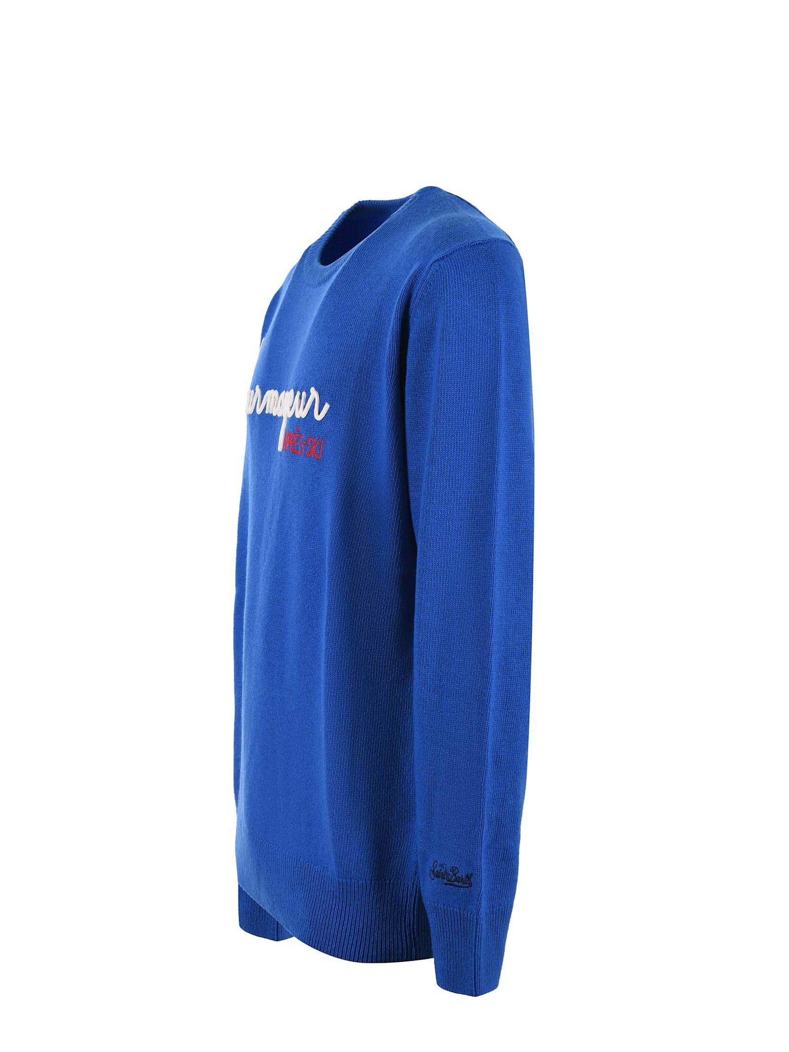 Shop Mc2 Saint Barth Sweater In Wool And Cashmere In Blu Cobalto