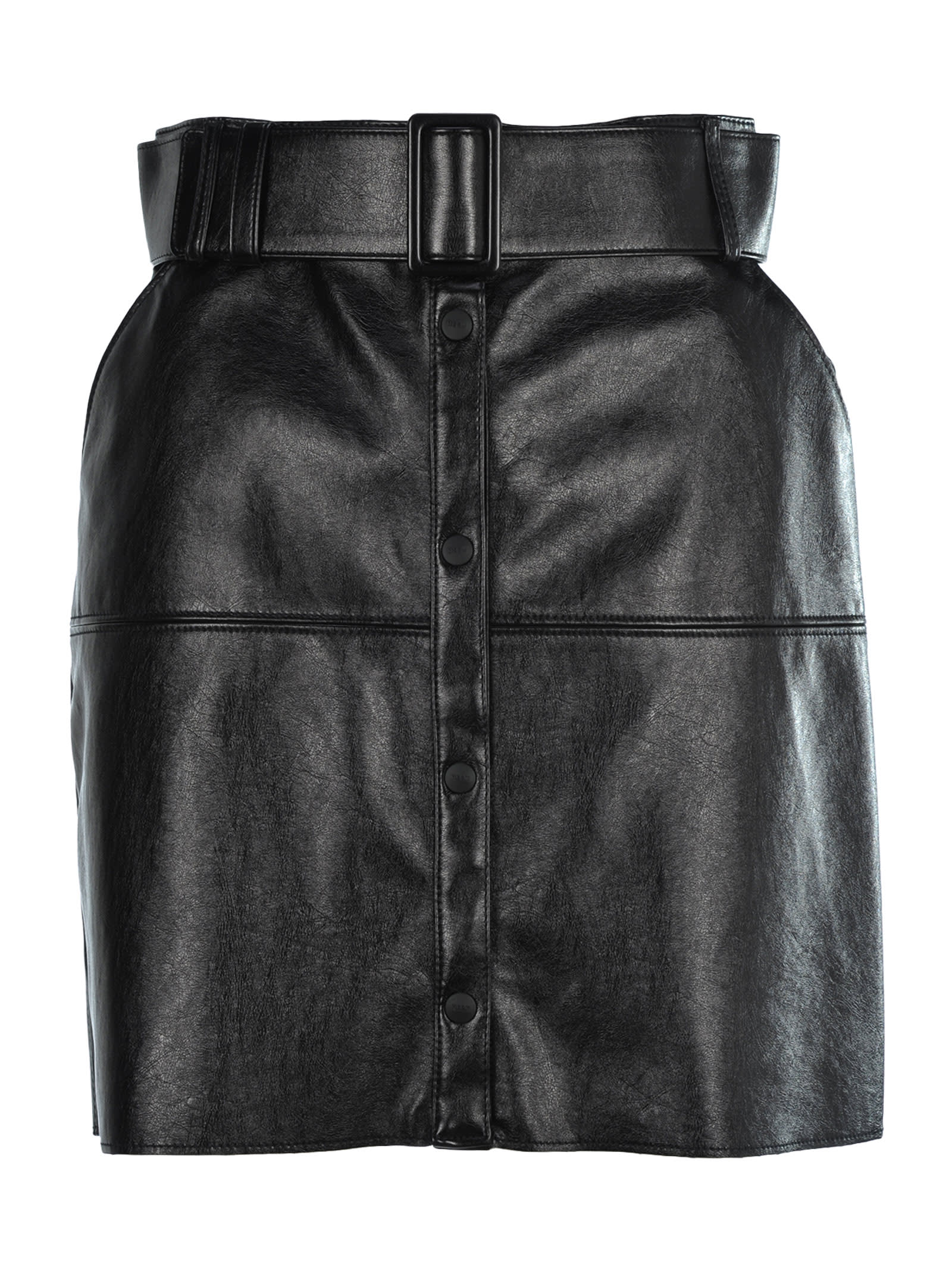 faux leather belted skirt