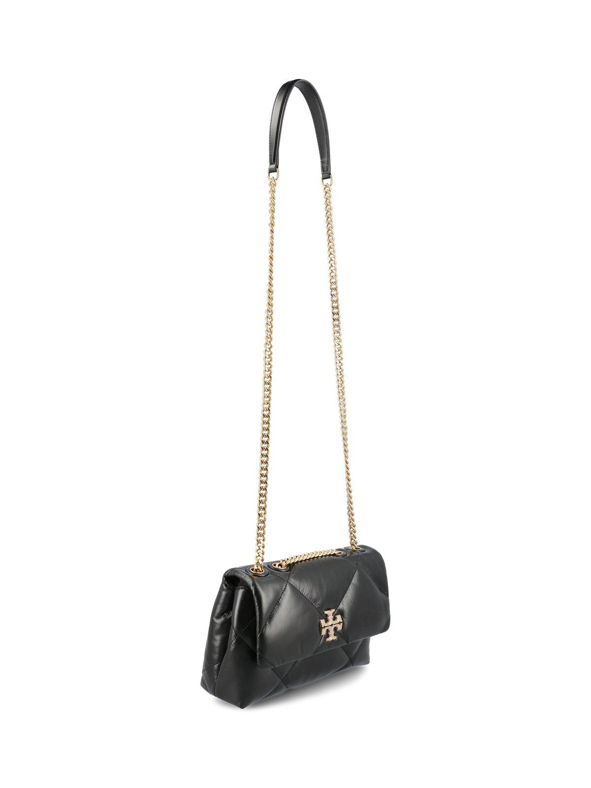 Shop Tory Burch Logo Embellished Diamond Quilted Crossbody Bag In Black