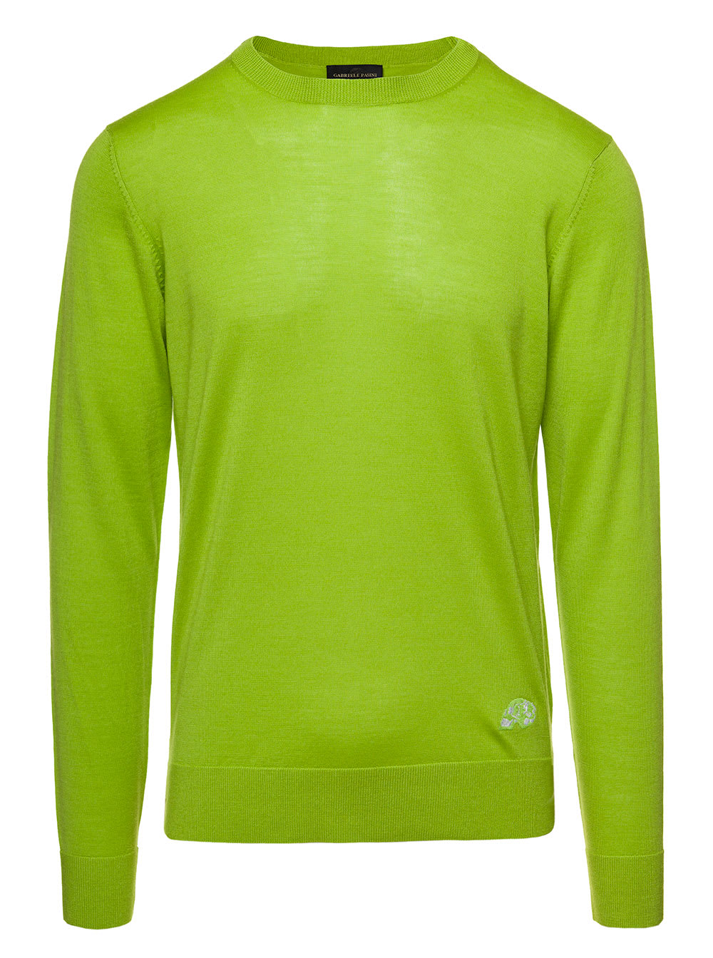 Lime Green Crewneck Pullover In Wool, Silk And Cashmere Man Gabriele Pasini