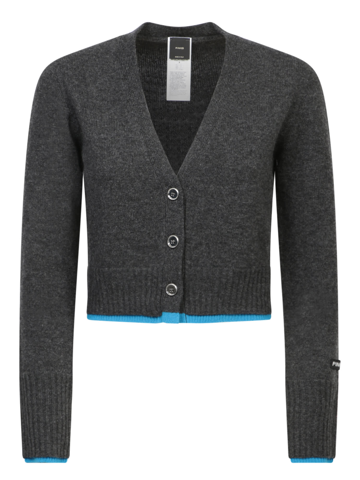 Shop Pinko V-neck Cropped Jumper In Grey